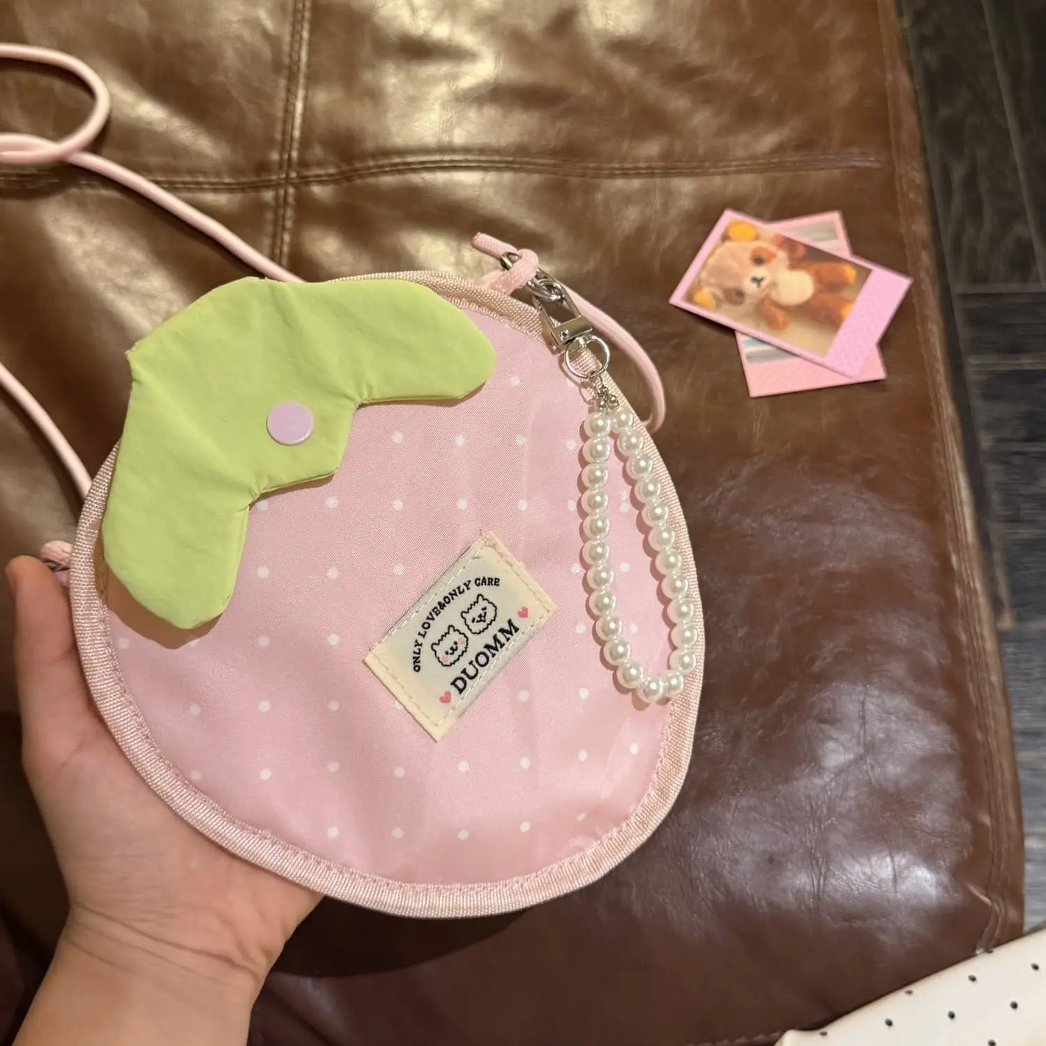 Japanese-Style Fruit-Themed Polka Dot Small Cute Soft Shoulder Bag, Portable Lipstick And Earphone Storage Casual Crossbody Bag