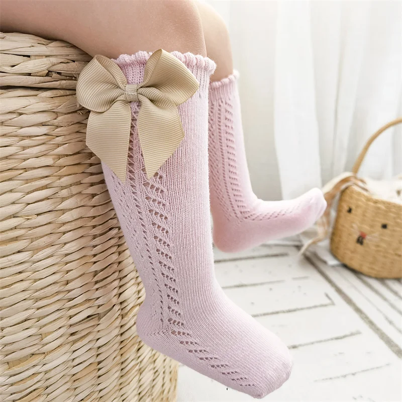 0-7T Summer Mesh Children Girls Socks Cotton Bow Solid Girl For Baby Sock Fashion Princess Clothes Accessories 2022 New