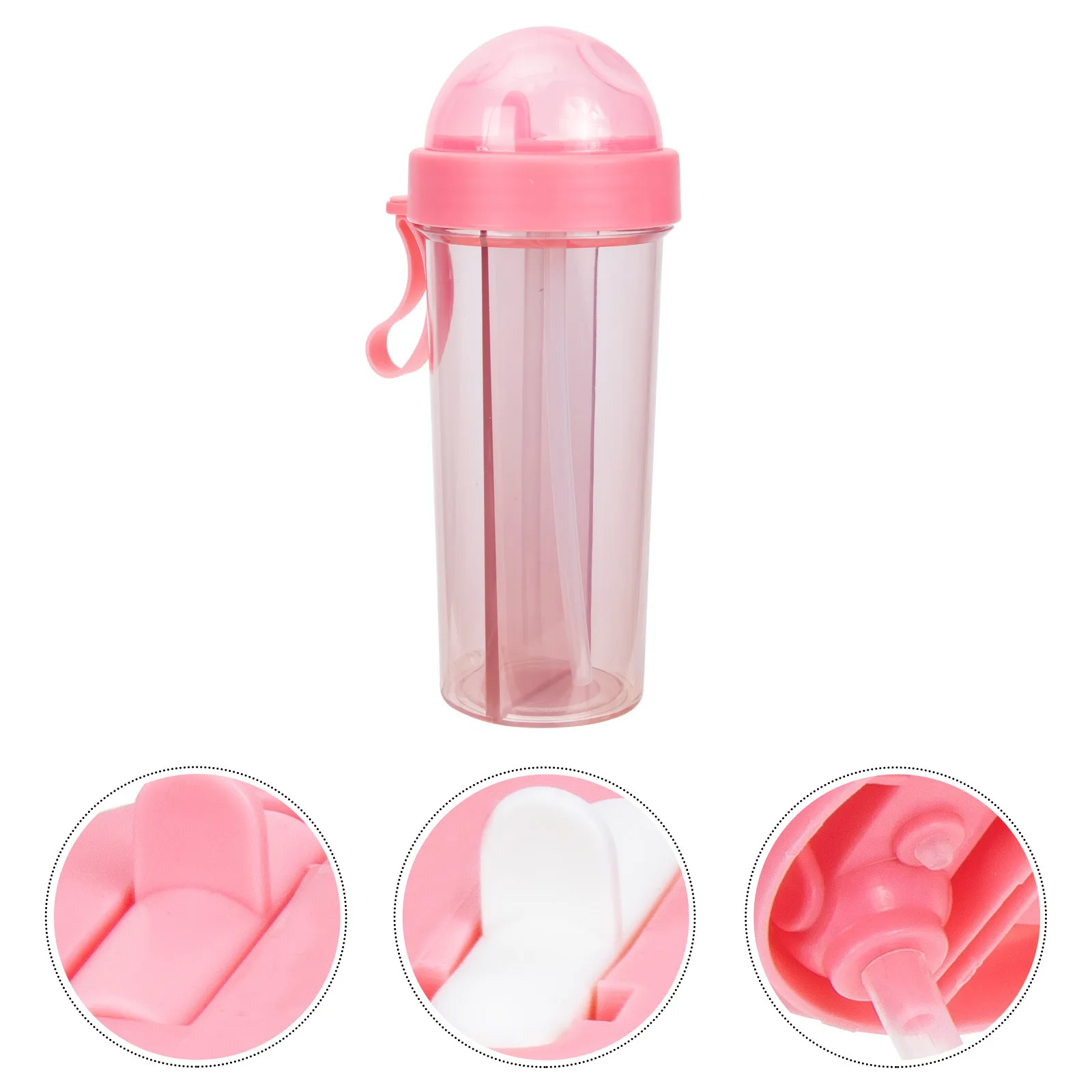 

Dual Water Bottle with Straw Separated Compartments Portable Leak Proof Sports Bottle for Hot and Cold Drinks Fashionable