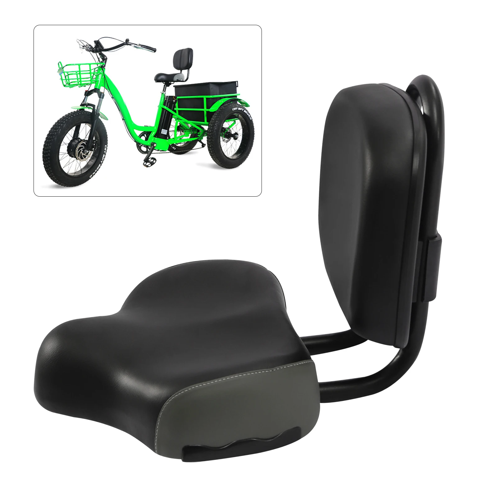 Electric Vehicle Tricycle Seat Pad Bike Saddle Bicycle Seat Cushion w/Backrest