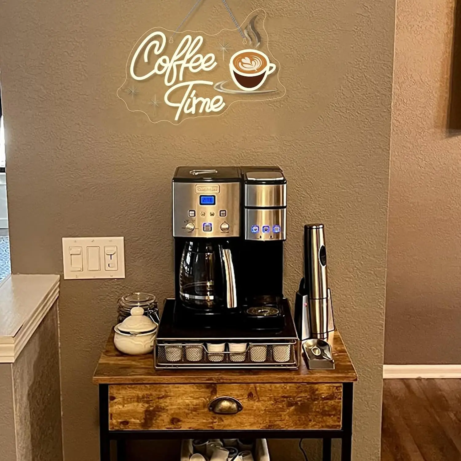 Coffee Time Neon Sign Latte Art Neon Lights Bar Signs for Wall Decor LED for Cafe Kitchens Breakfast Bars Retro Diner Lighting