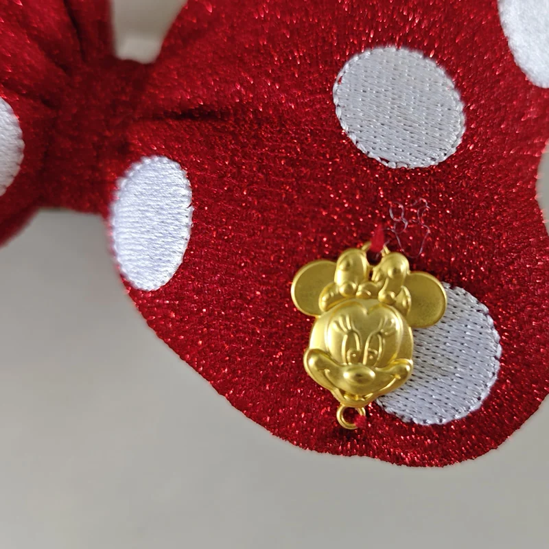 Large 14cm Mickey Mouse Hair Accessories Minnie Embroidered Polka Dot Bow Hairpin Rubber Band Bag Decoration