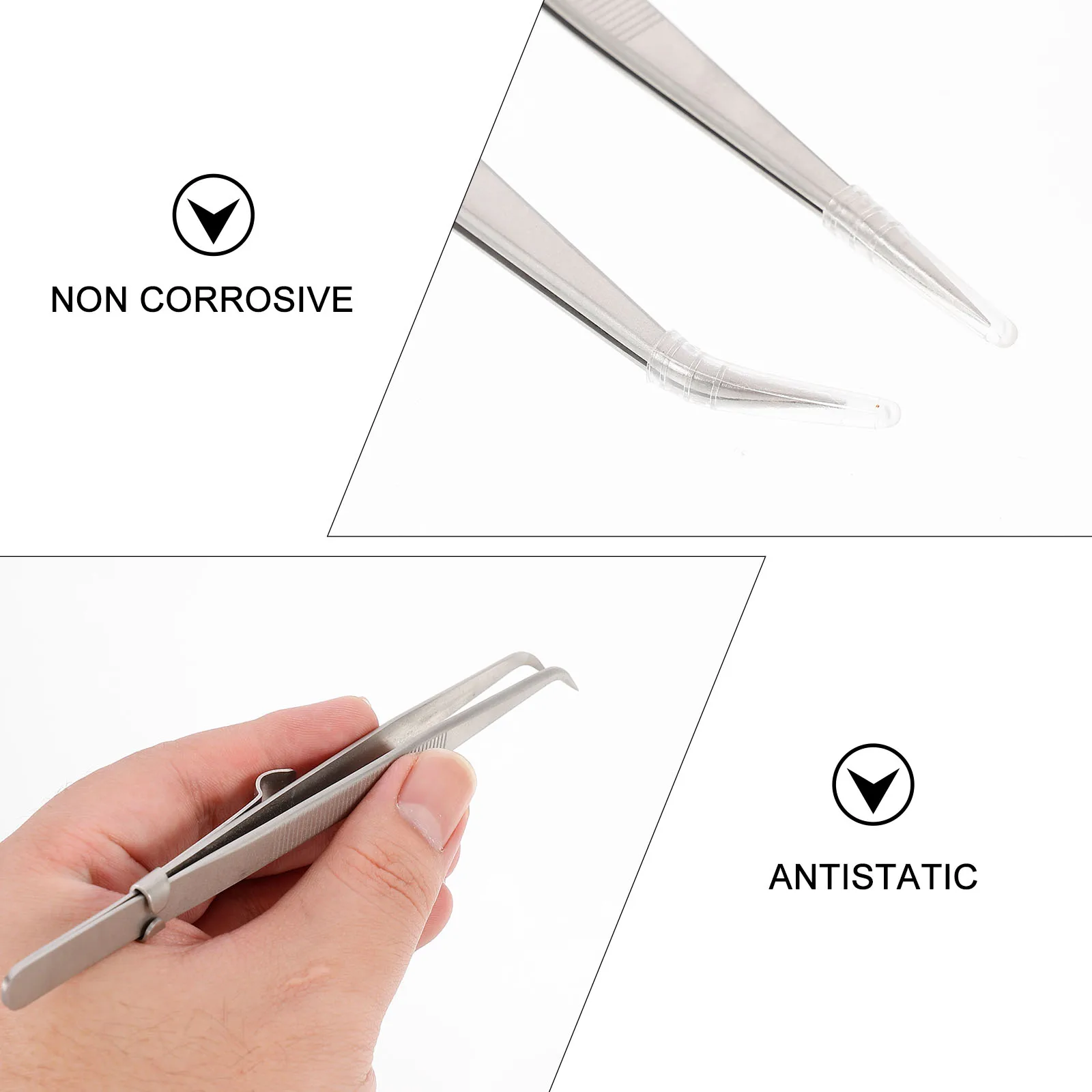 

2pcs Stainless Steel Tweezers Precision Round Tip Anti-Static Non-Corrosive Multi-Purpose Jewelry Laboratory Medical Tools