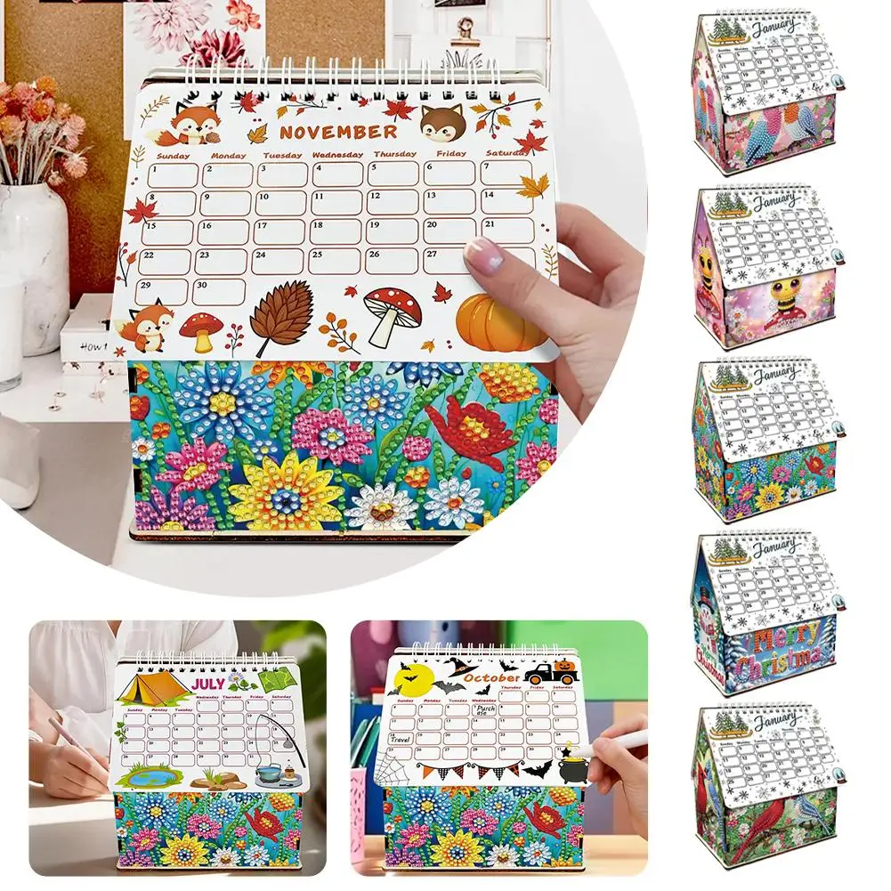 

2026 Calendar DIY Art Kit With Irregular Shaped Diamonds Kit For Home Office School Scheduling U2B4