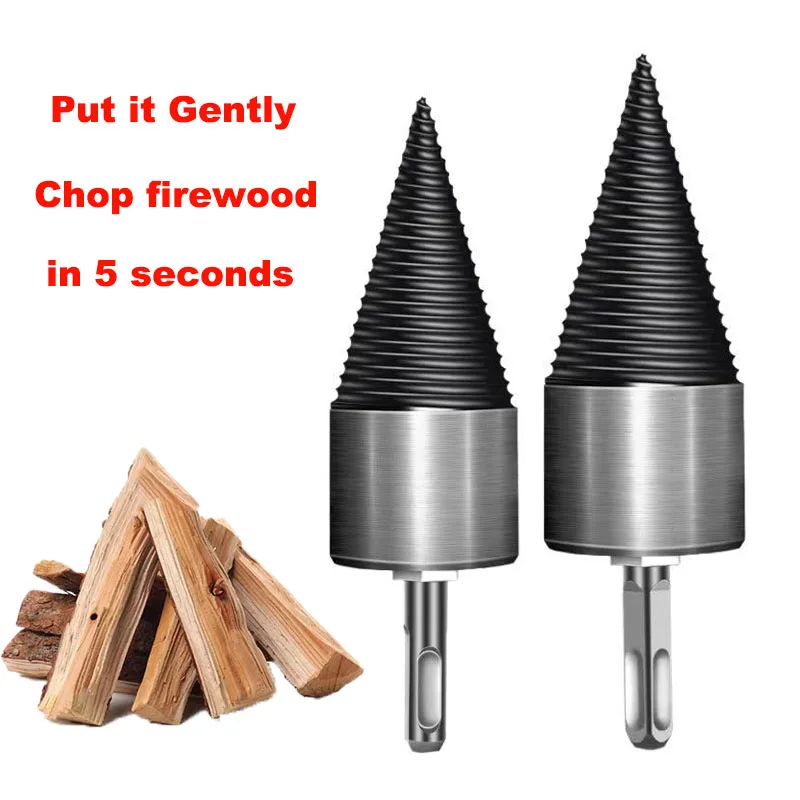 1PCS 32/42mm Firewood Splitter Cone Drill Bit Round Hex Square Handle Shank Wood Breaker Split Drill Bit Woodworking Tools