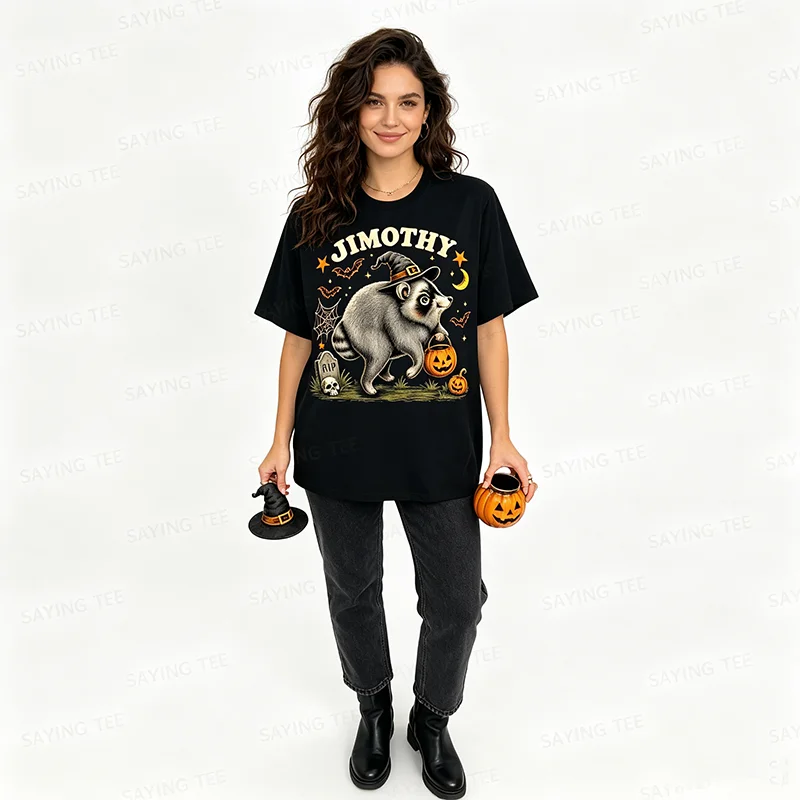 Jimothy Seattle Raccoon Halloween-Shirt, lustiges Tier-Meme-T-Shirt, Y2k Spooky Season, Trick or Treat Nights Wizard Jimothy Tees – Detail 6