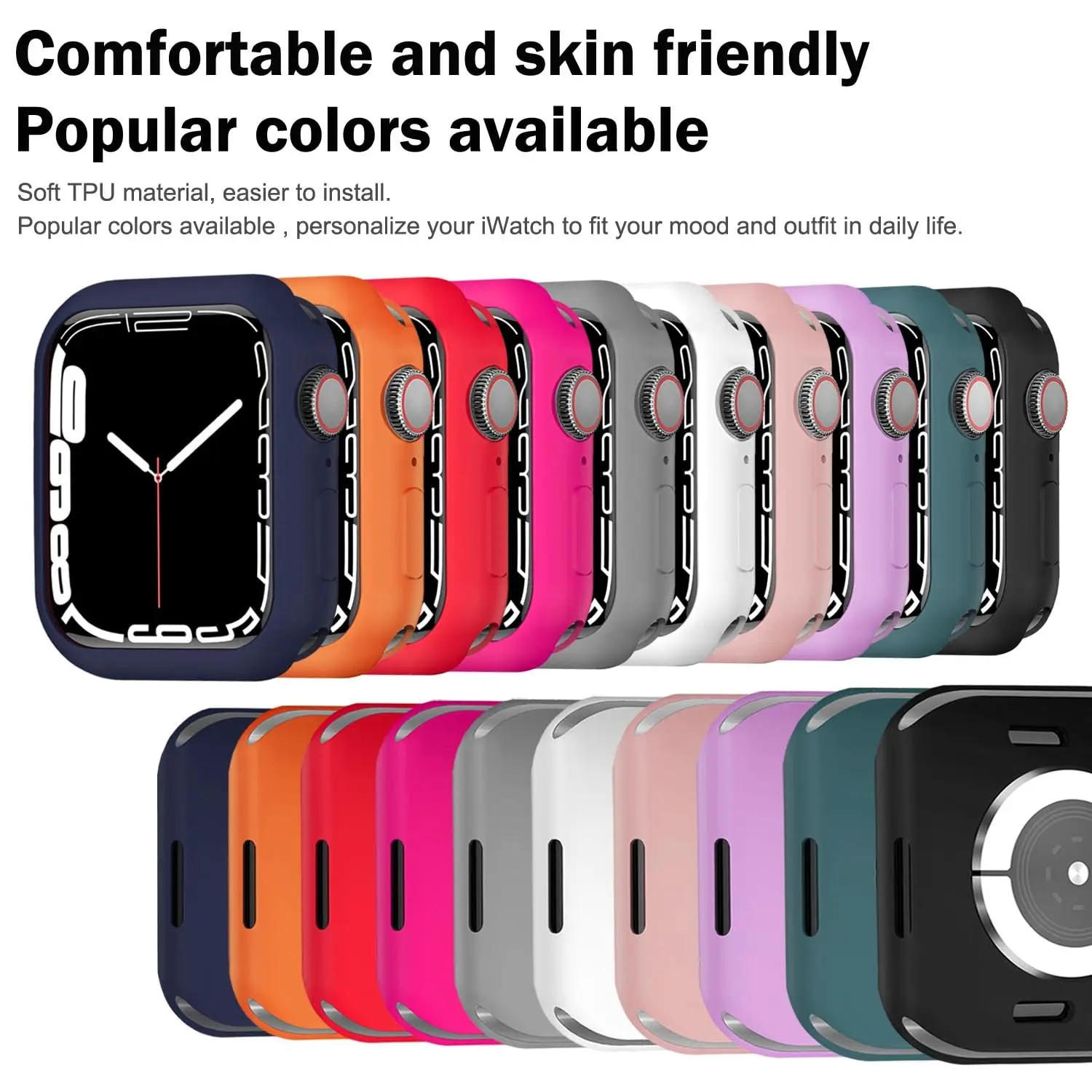 Compatible with Apple Watch Case 45mm 44mm 41mm 40mm Thin Soft TPU Shockproof Bumper iwatch series 3/4/5/6/7/8/9 Accessories