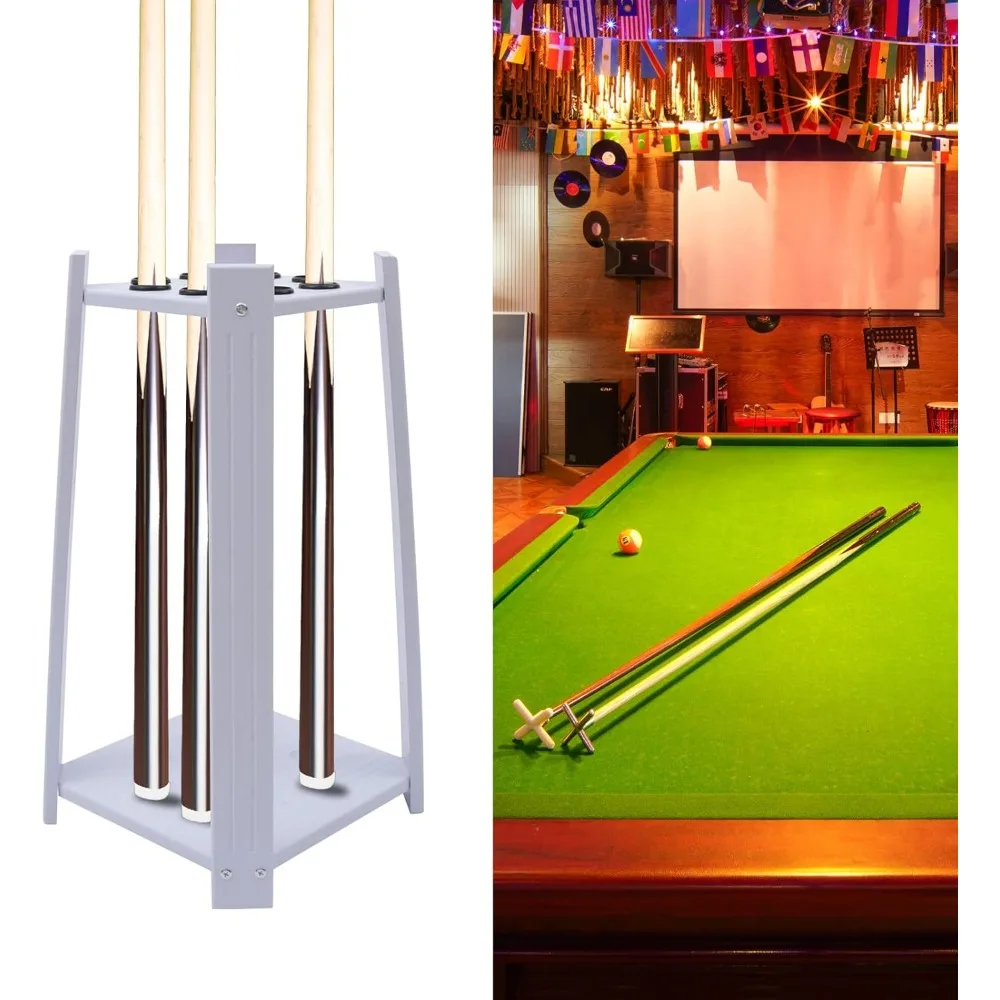 8-Hole Billiard Cue Rack Wood Multifunctional Pool Stick Stand Holder Cue Holder for Fishing Rod Golf Club