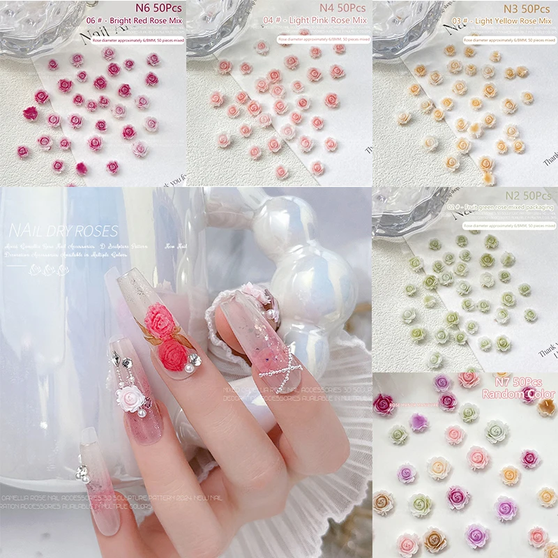 50 قطعة مسمار الفن زهرة صغيرة الراتنج جوهرة الأحجار DIY بها بنفسك مسمار الحرف ملصقات ثلاثية الأبعاد ل هلام البولندية مسمار اكسسوارات متعدد الألوان ارتفع #1