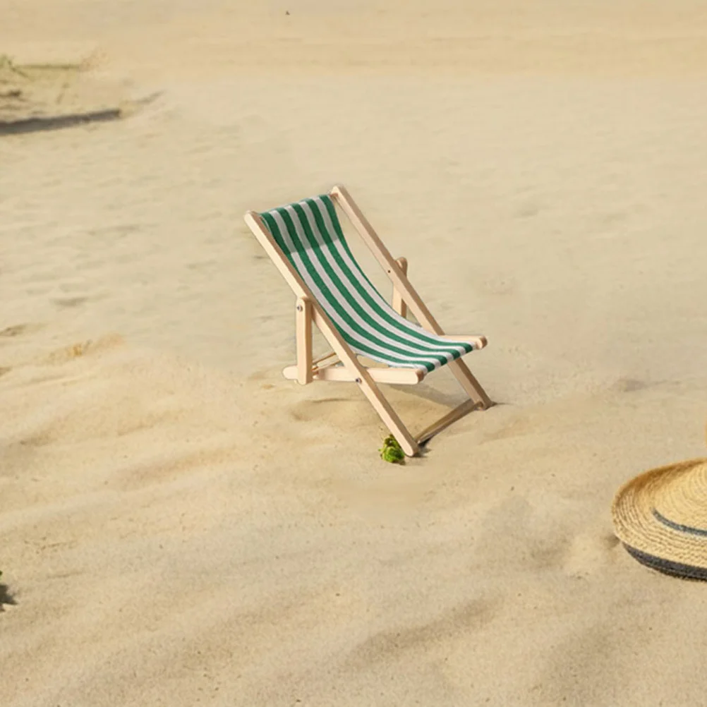 

3Pcs Miniature Wooden Beach Chair Foldable Small Furniture for Dollhouse Outdoor Garden Beach Accessories Miniature Model
