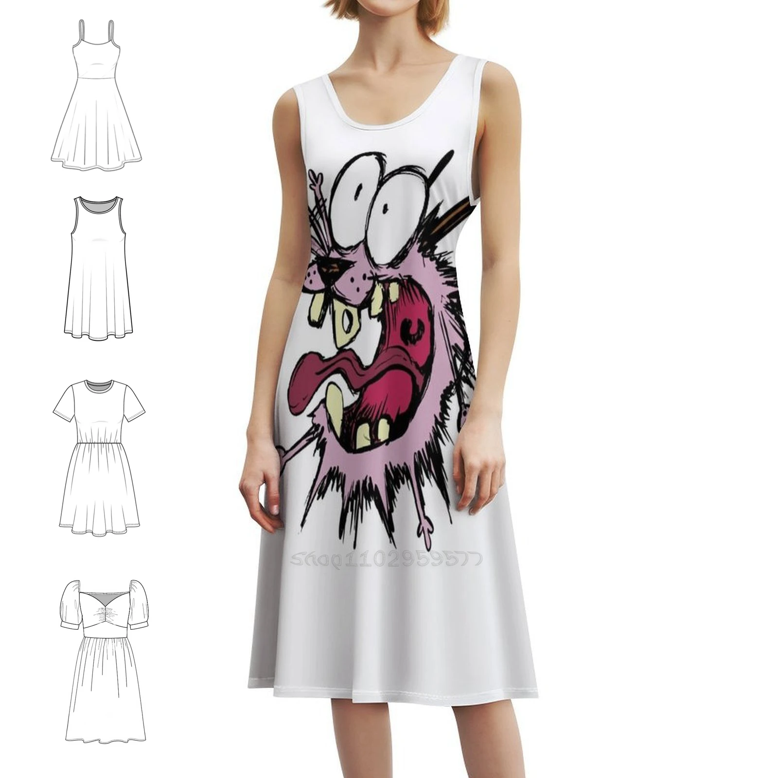 الشجاعة صراخ الكورية نمط فستان كاجوال للنساء بسيط يوميا مكتب سيدة فساتين الشجاعة الكلب الصراخ الكلب الصراخ فستان ل #1