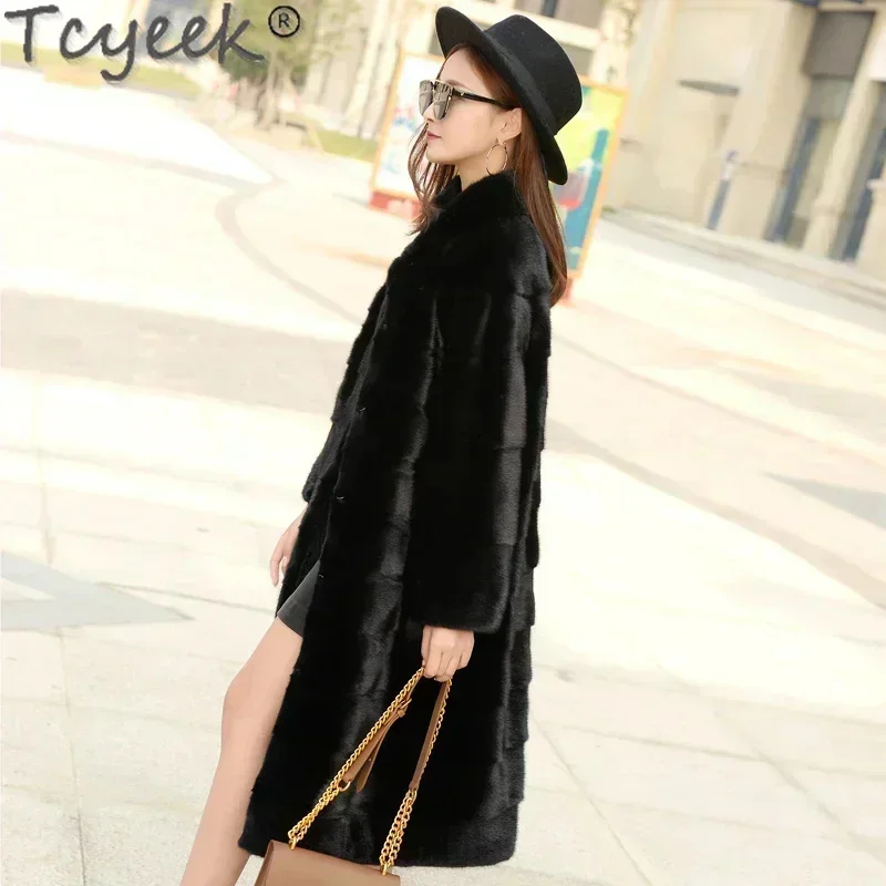 Natural Tcyeek Jacket for Women Real Fur Coats 2024 Mid-length Whole Female Mink Coat Winter Women's fur Jackets