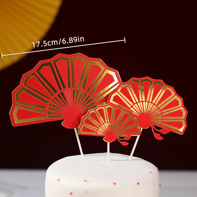 Roter Goldener Chinesischer Traditioneller Langlebigkeits-Kuchenaufsatz mit Fu-Zeichen und Pflaumenblüten-Verzierung für Großeltern-Geburtstagsfeier-Dekoration – Detail 9