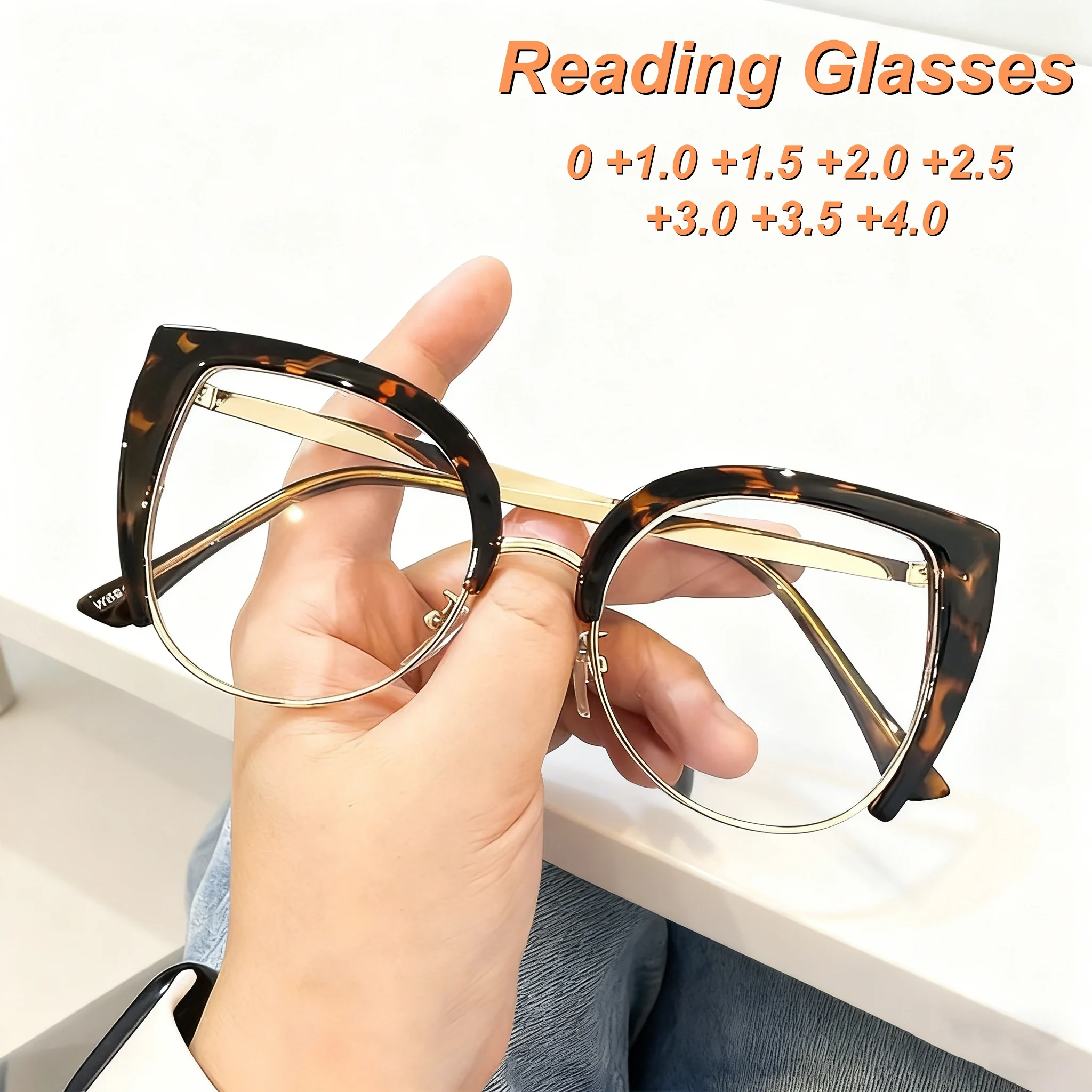 

Retro High-definition Metal Frame Cat Eye Women's Reading Glasses Fashionable Neutral High-quality Anti Blue Light Glasses