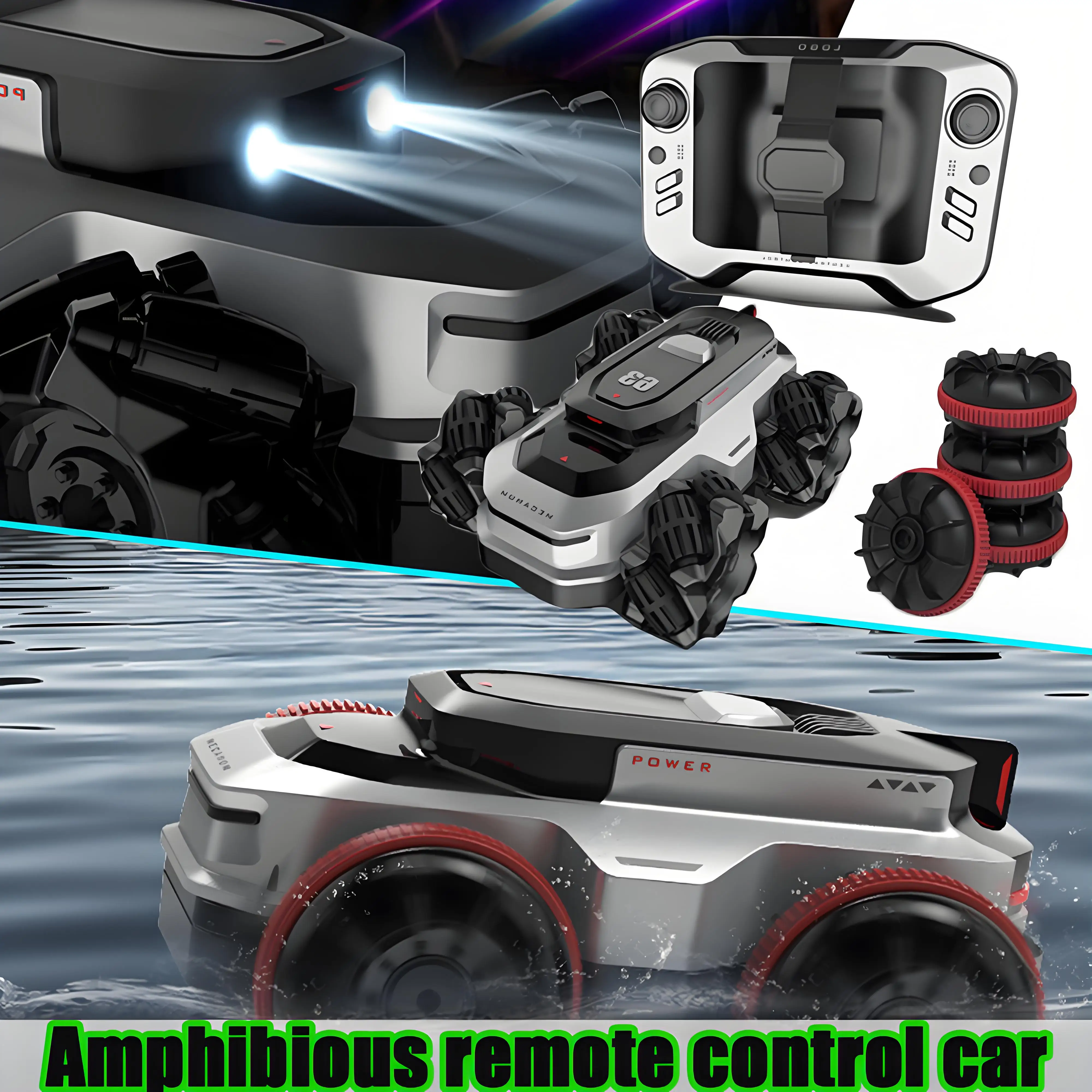 Amphibious remote control car side sliding car universal mecanum wheel stunt cool mecha style mini storage toy car