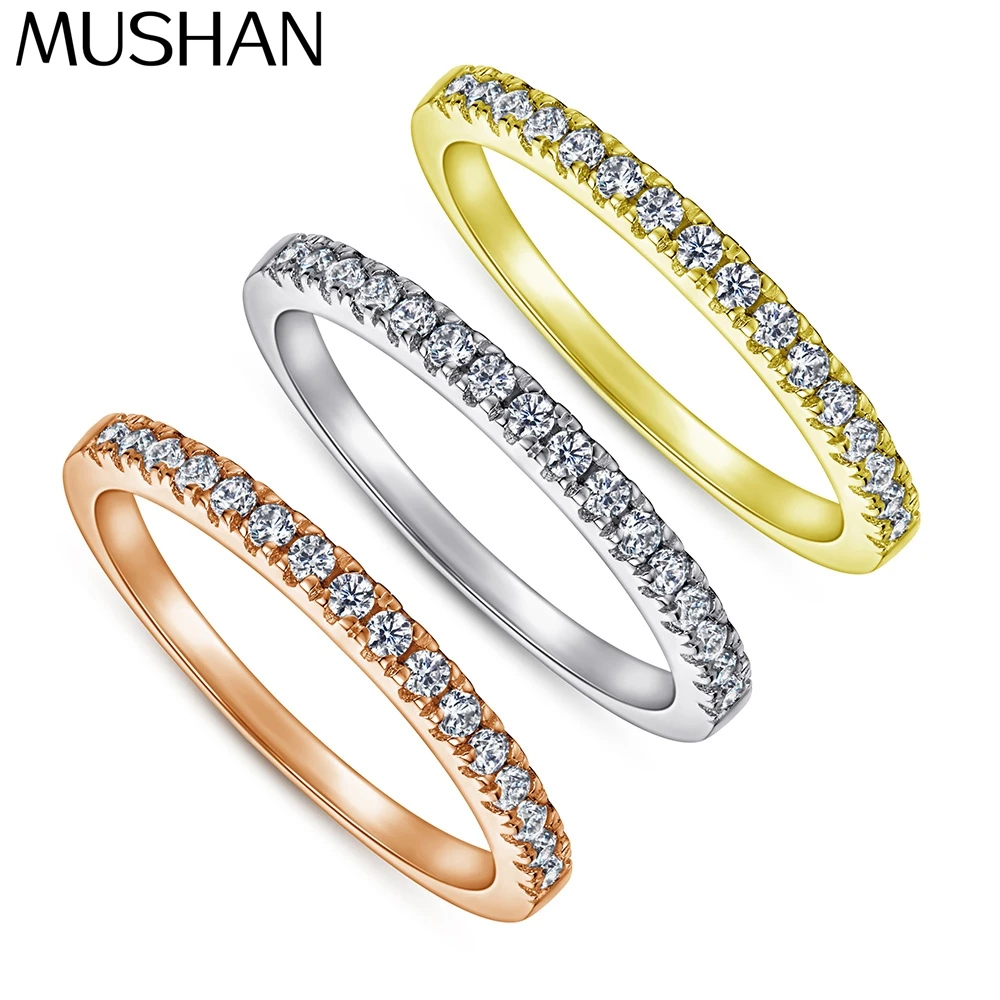 

MuShan Jewelry 925 Sterling Silver Ring Wedding Band High Carbon Diamond Timeless Style Luxury Jewelry Women Rings Fine Jewelry