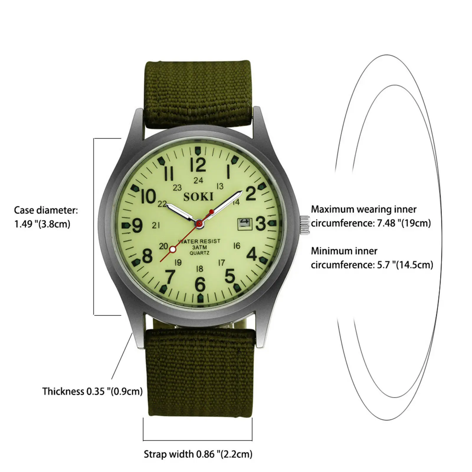 LANCARDO-Relógio de pulso quartzo militar masculino, relógios esportivos masculinos, pulseira de couro de nylon, luminoso, data dial, 24 horas, Dropshipping