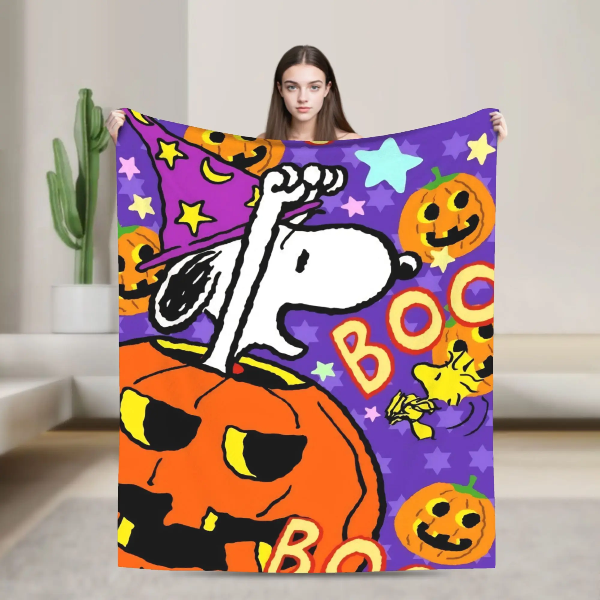 Halloween Snoopys Blankets Pumpkin Boo Flannel Throw Blanket Bed Sofa Decoration Soft Warm Bedspread