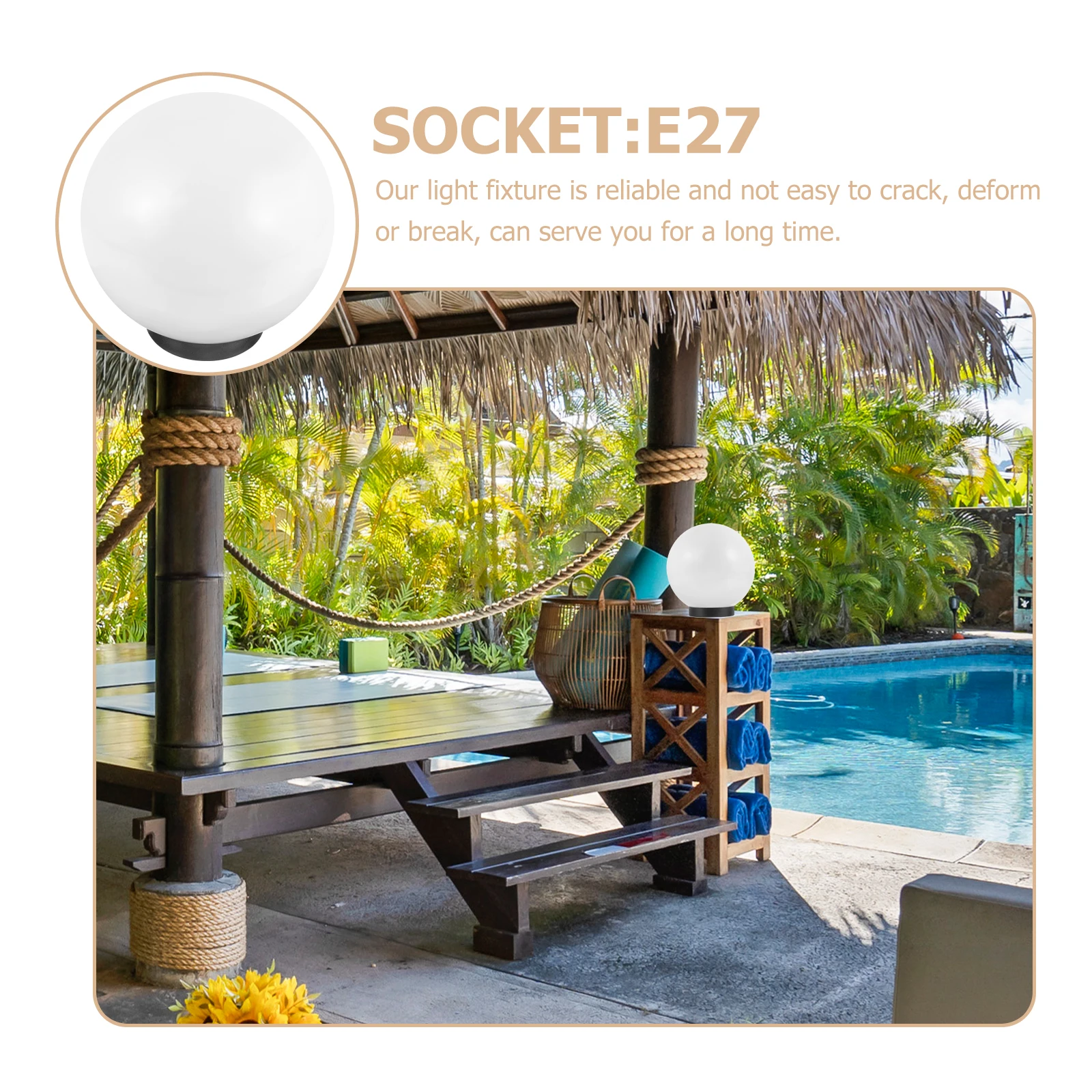 

Сад Открытый Круглый Шар Лампа Абажур Крышка 200x95 Пластиковый столб Патио Крыльцо Дорожка Солнечные светильники Замена абажуров