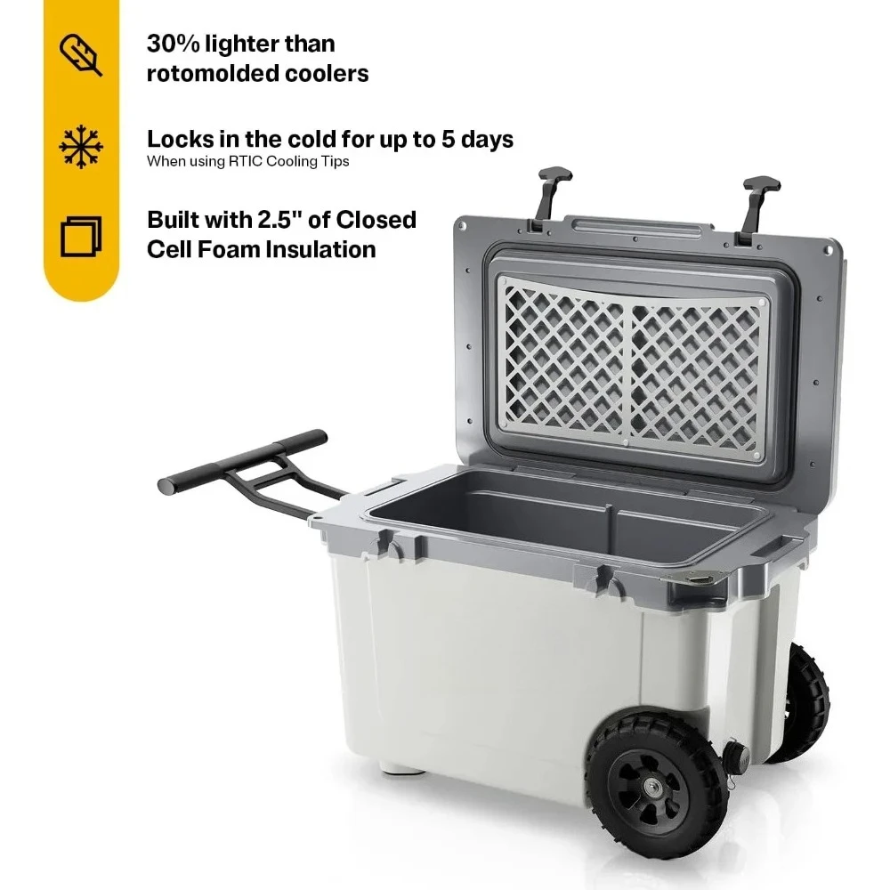 

Unique features Ice Chest Box for Beach 52 Quart Ultra-Light Wheeled Hard Cooler Insulated Portable Popular