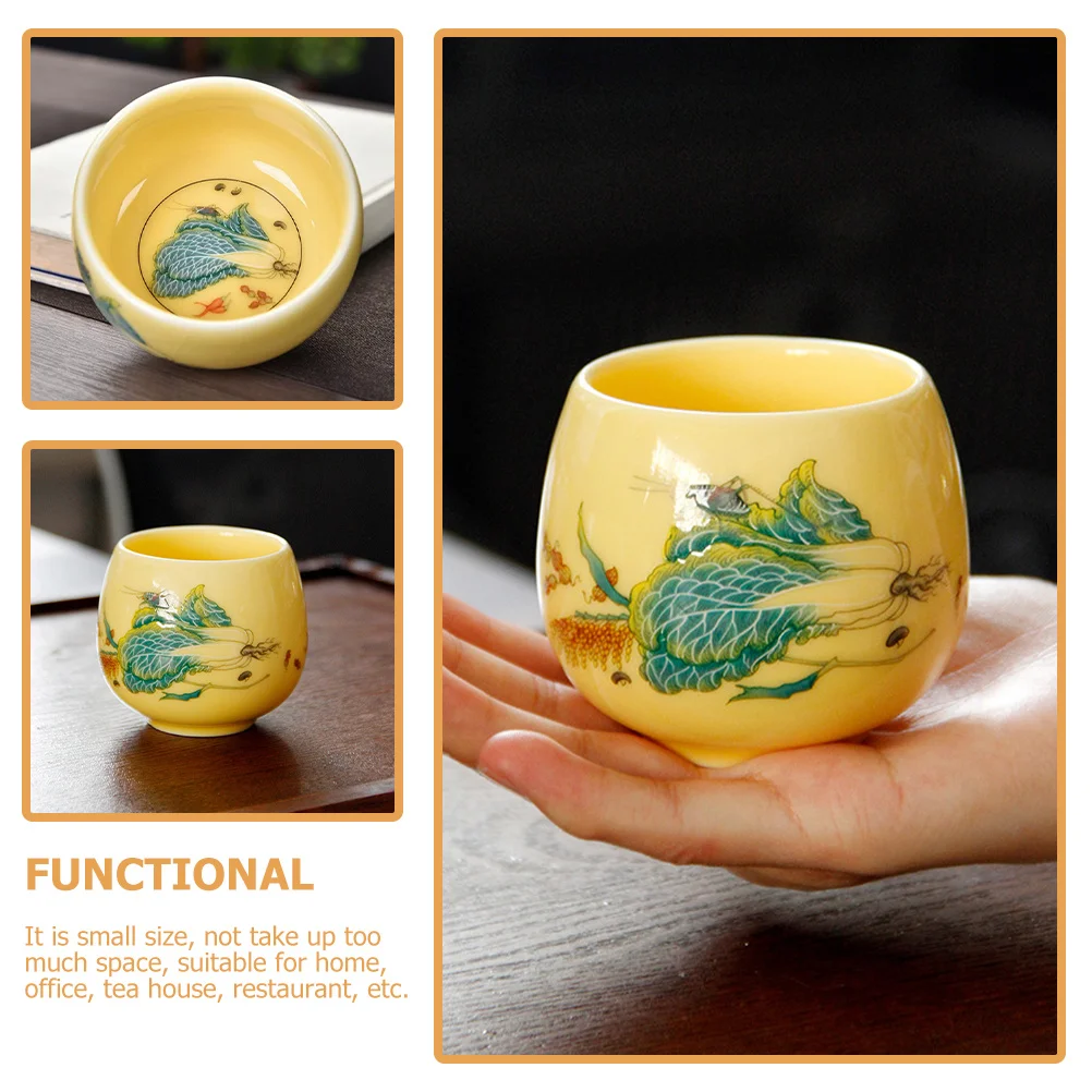 

Ceramic Small Tea Cup Chinese Teacup High Temperature Resistant Decorative Tea Cup for Home Office Vintage Colored