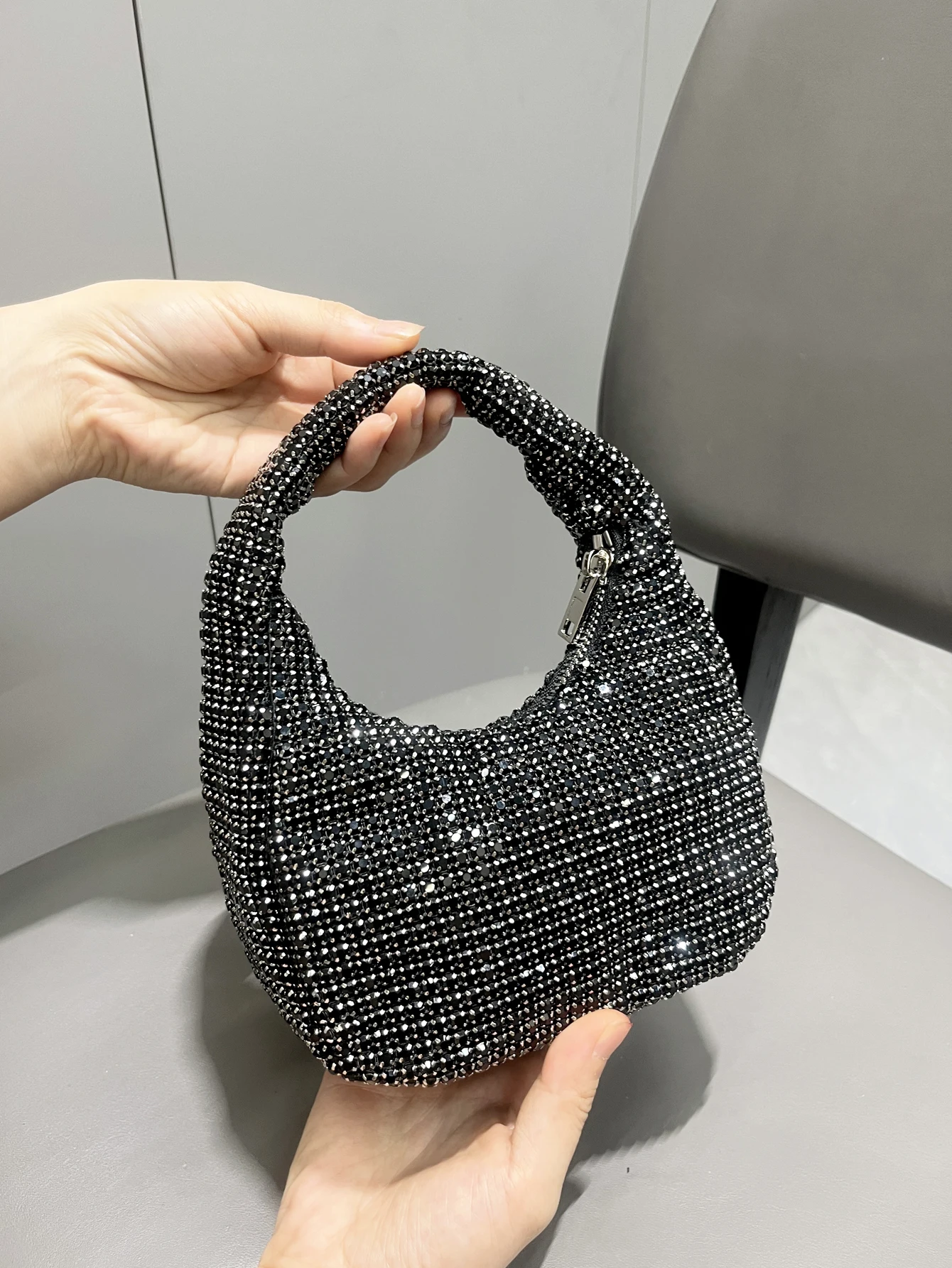 Błyszcząca kryształowa kopertówka rhinestone Ręcznie robione torebki i torebki luksusowa designerska wieczorowa kopertówka Torebka bankietowa — zdjęcie 7