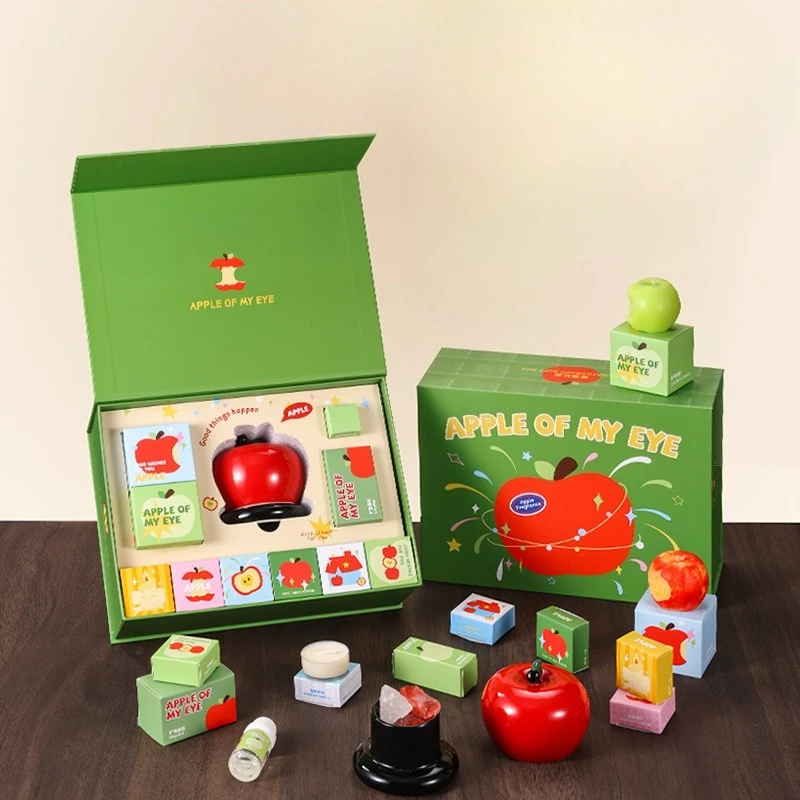 Apple‑Shaped Scented Candle Gift Box Set Elegant Fragrance Ceramic Ornament Present for Home Desktop Decor