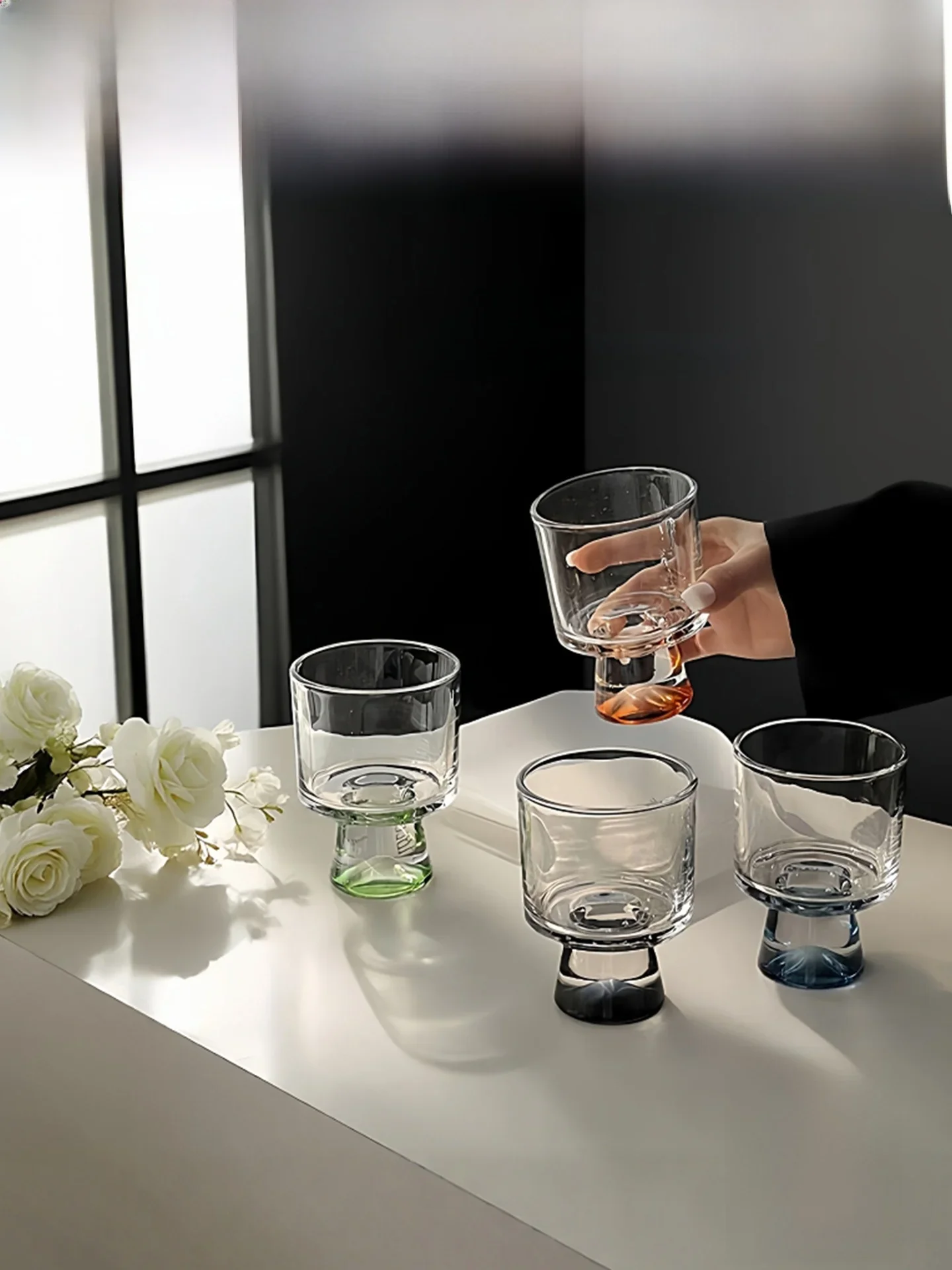 Elegant European Style Highball Glasses  Cocktail Shaker for Party Home Use Crystal Glass Drinkware with Handle