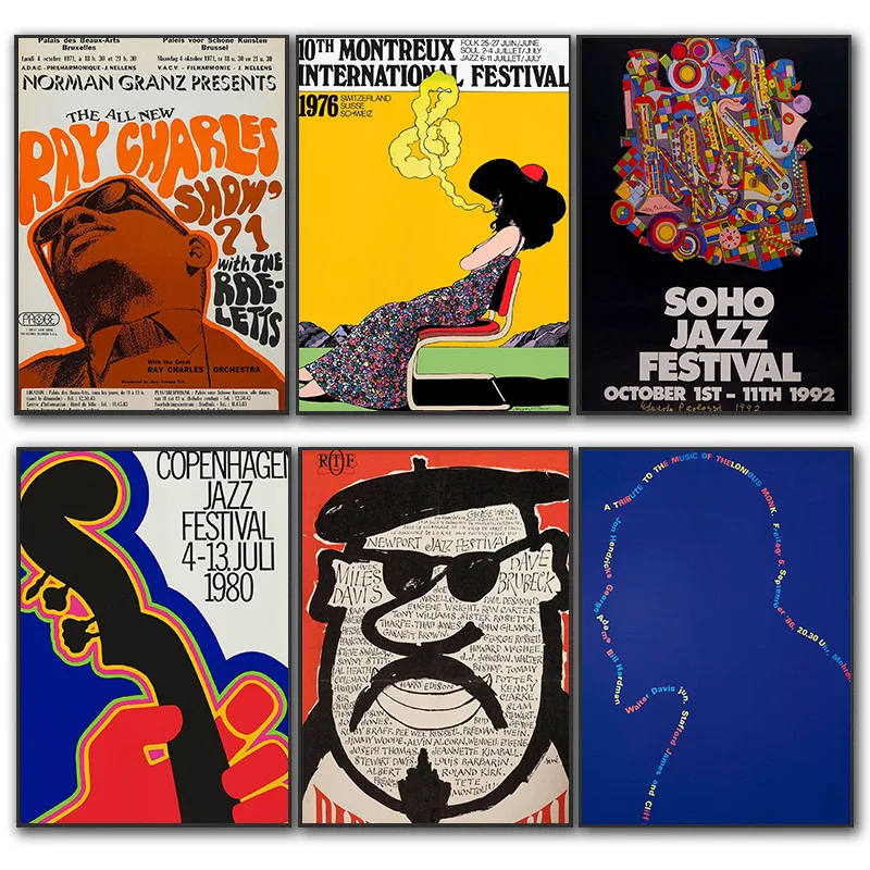 Póster Artístico Vintage de Jazz Music Festival Swiss Paris, póster publicitario de 1970, pintura en lienzo, Impresión de pared, imagen para sala de estar, decoración del hogar
