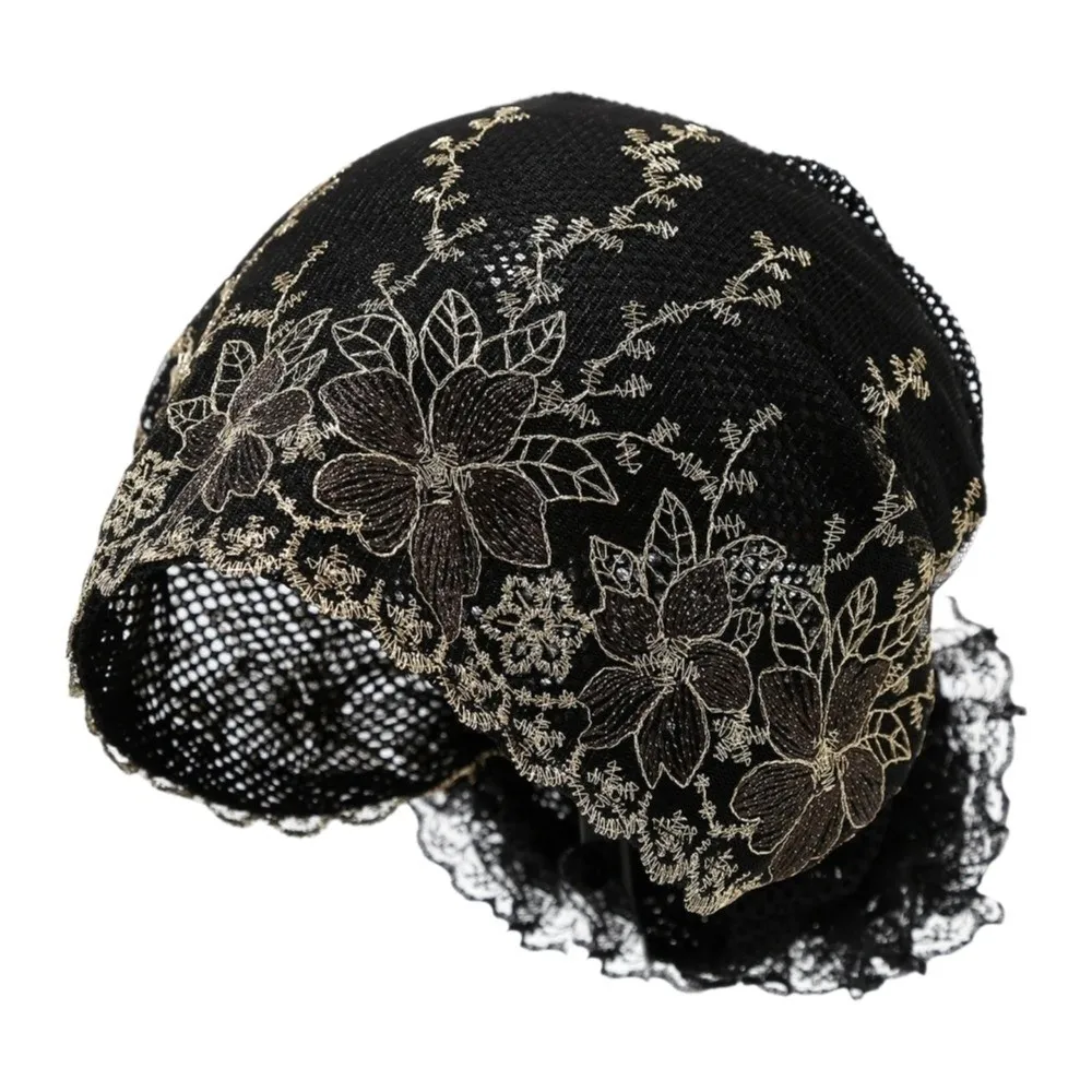 

Мягкая кружевная шапка-бини для пожилых женщин, дышащая, из полиэстера, без козырька, с сетчатыми вставками, для девушек