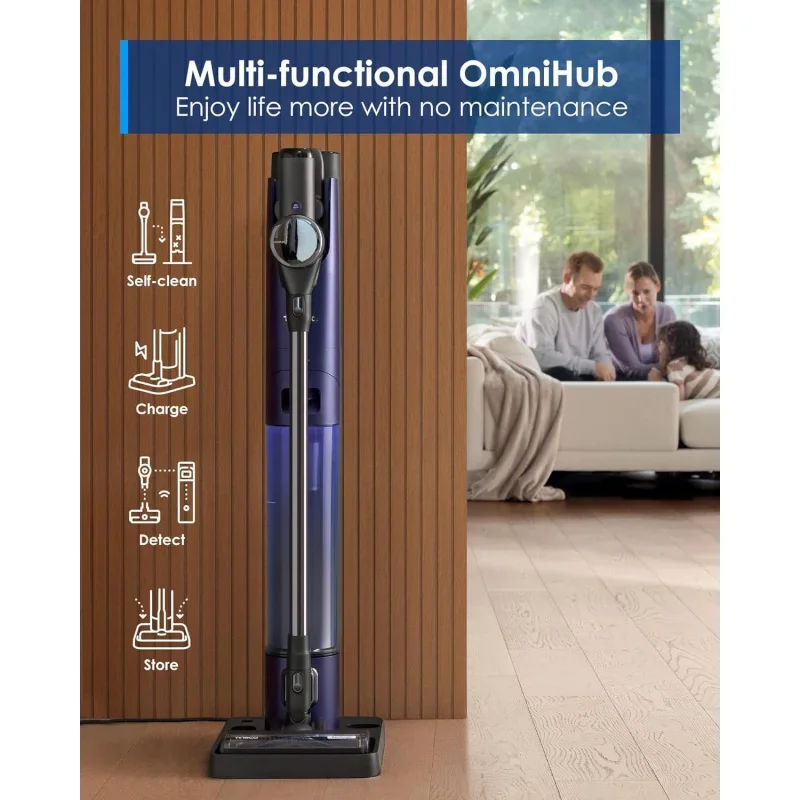 QWTTinecoes Pure ONE Station FurFree Cordless Vacuum Cleaner with 3L Auto Dust Base,Smart Stick Vacuum Cleaner,ZeroTangl Brush