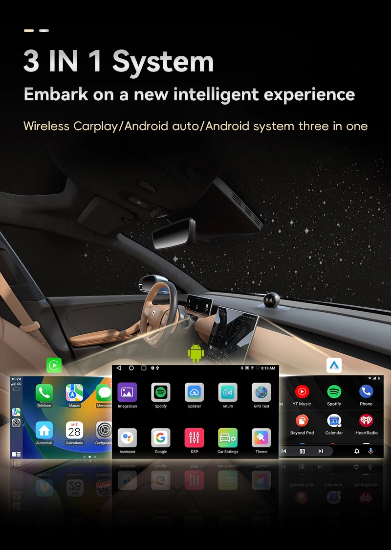 Wireless CarPlay Adapter Android Auto AI Box for Car Screen, Netflix YouTube Video Player, HDMI Output Mirror Link for Toyota