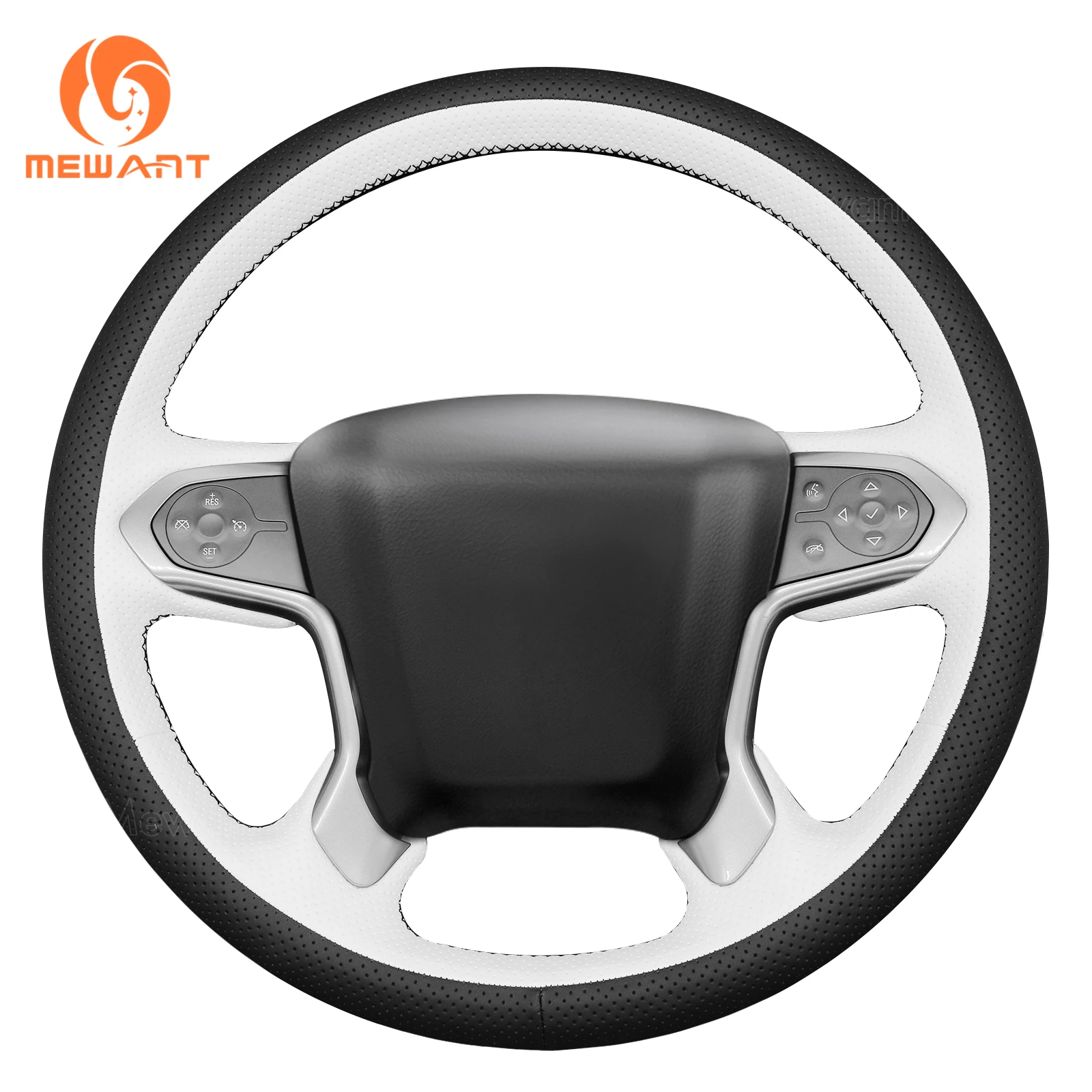 

MEWANT Sewing Customizable Leather Steering Wheel Cover for Chevrolet (Chevy)Silverado Suburban 2014-2019