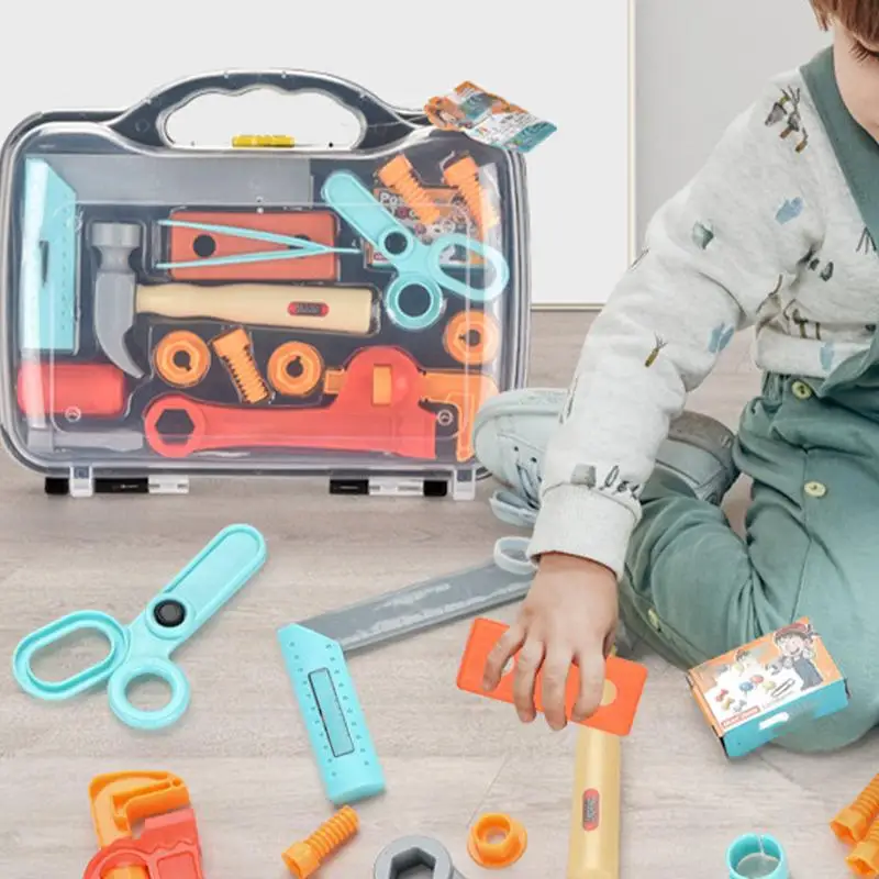 Kids Toolbox Kit Children Hand Tools Construction Role Play Activity Simulation Repair Tools Toys Engineering Puzzle Toys Gifts