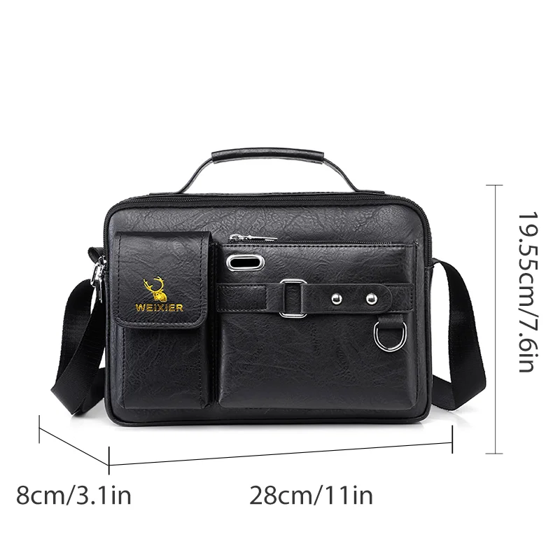 Bolso de hombro de PU para hombre, bolso de negocios informal, bolso cruzado de gran capacidad