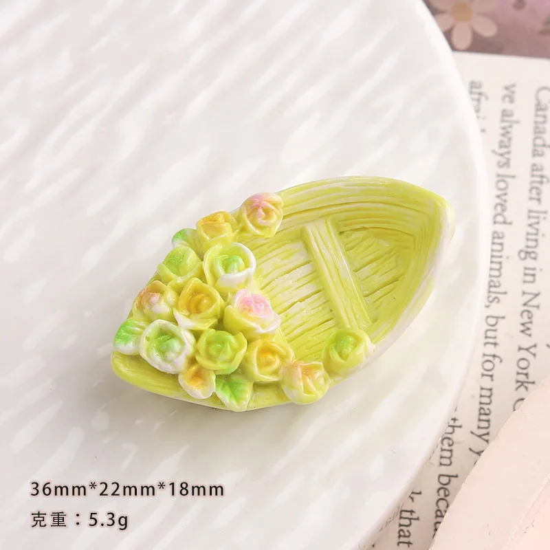 New Flower Boat 3D Resin Cabochon 20pcs Resin Crafts for DIY Jewelry Making Wholesale Scrapbook Decoration Accessory