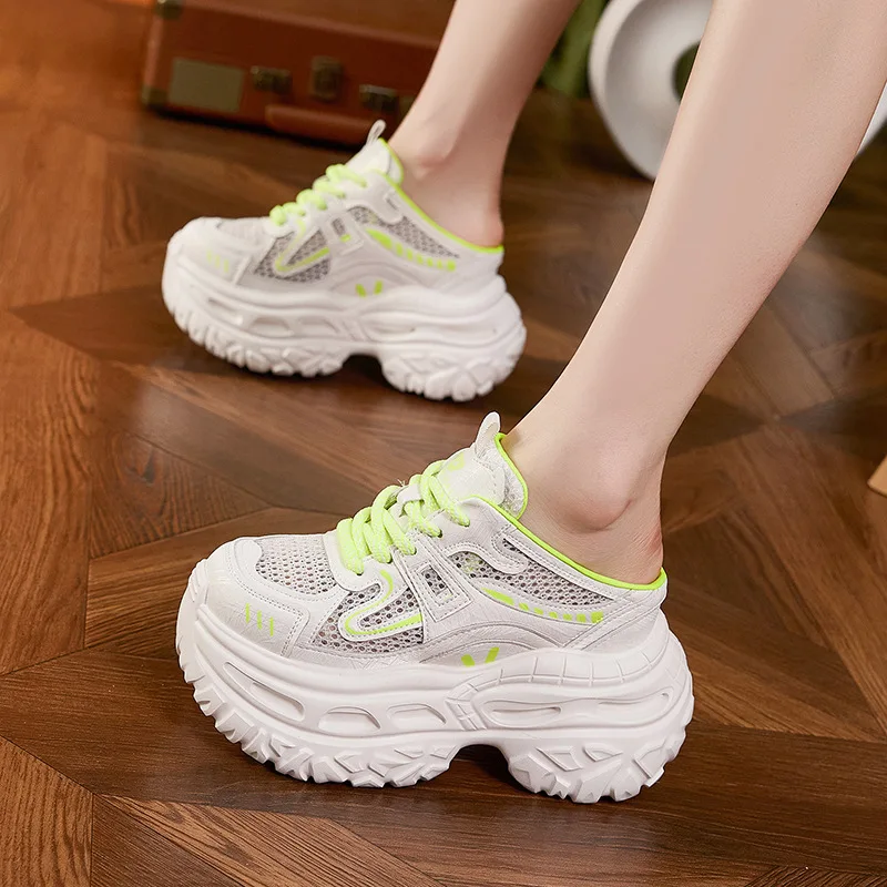 

Women's Versatile Thick Sole Dad Shoes Inner Height Increasing Mesh Breathable Casual Sports Footwear