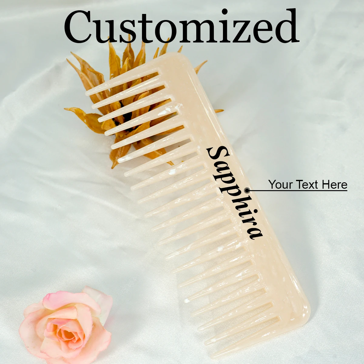 

1pc Customized Hair Comb Wide Teeth Acetate Hairdressing Custom Comb Anti-static Massage Hairbrush Colorful Hair Styling Tools