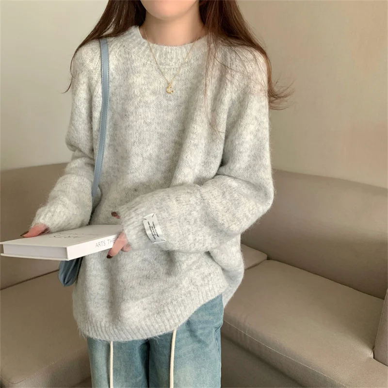 Sweter damski z dzianiny Thiened Winter, wkładany przez głowę, długi rękaw, okrągły dekolt, standardowa długość, Guangdong Dongguan Daliang