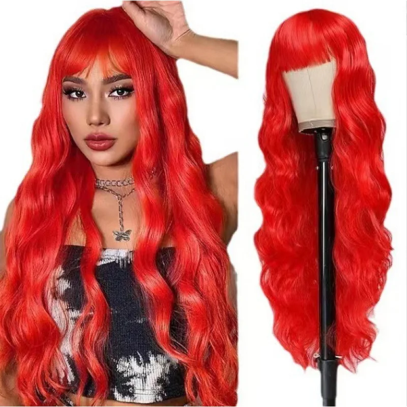 

Hair for Women, Natural Full Head , Multi-Color, Daily Air Bangs, Long Curly Water Wave Wig