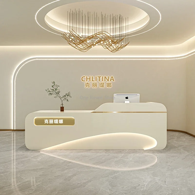 Hairdresser Counter Beauty Institute Reception Desk Luxury Receptionist Front Salon Business Office Furniture Escritorio Tables