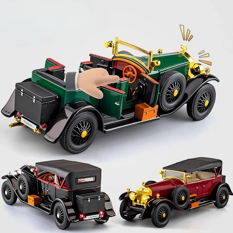 1:24 Rolls Royce Phantom Vintage Car Model Diecast Toy Vehicle Children Boy Birthday Gift Collection Miniature Voiture