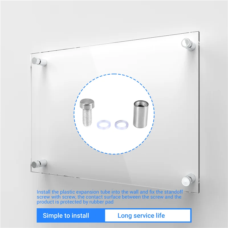 

J1UL1N 60 шт. винты для вывески, рекламные винты, настенные стойки из нержавеющей стали, стеклянные акриловые гвозди для художественных работ из стекла