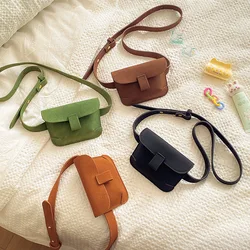 Bags for Kids 2023 Niche New Fashionable Korean Style Vintage Leather Solid Color Casual Simple Mini Bag for Boys and Girls