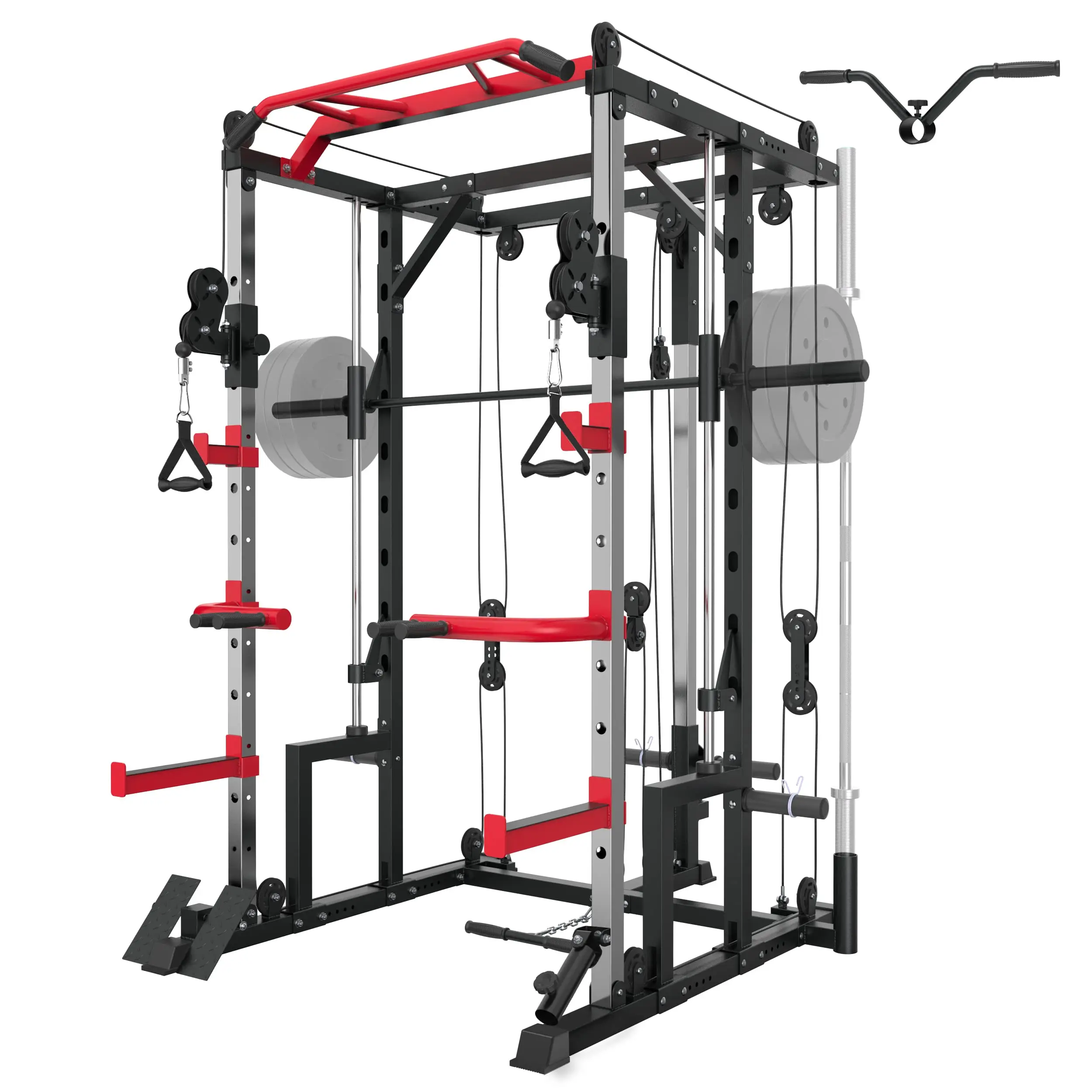 Smith Machine Power Cage with Crossover Cable Machine and LAT Pulldown for Home Gym Smith Rack and Cage