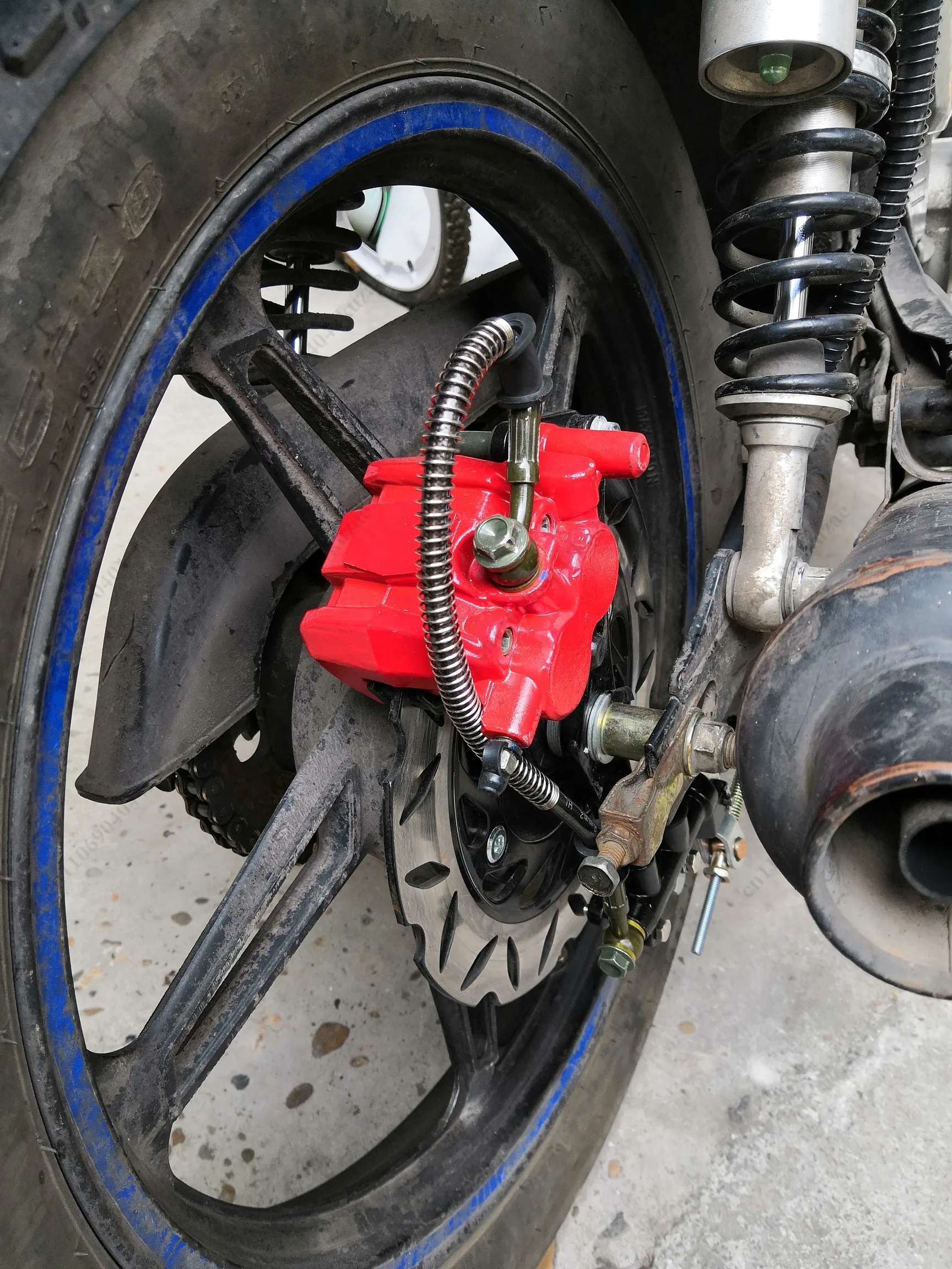 Universal Motorcycle Rear Drum To Disc Brake Conversion Kit With Brake Disc And Caliper Assembly Parts