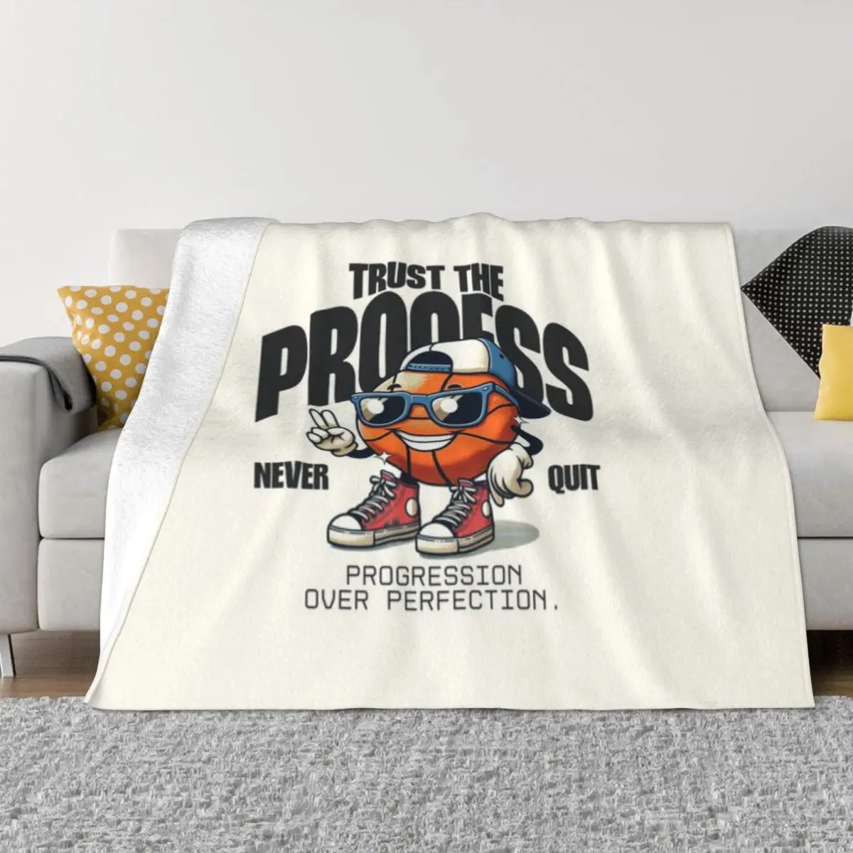 Couverture en micro polaire ultra-douce personnalisée « Trust The Process Never Quit » pour décorer la maison et offrir un confort optimal