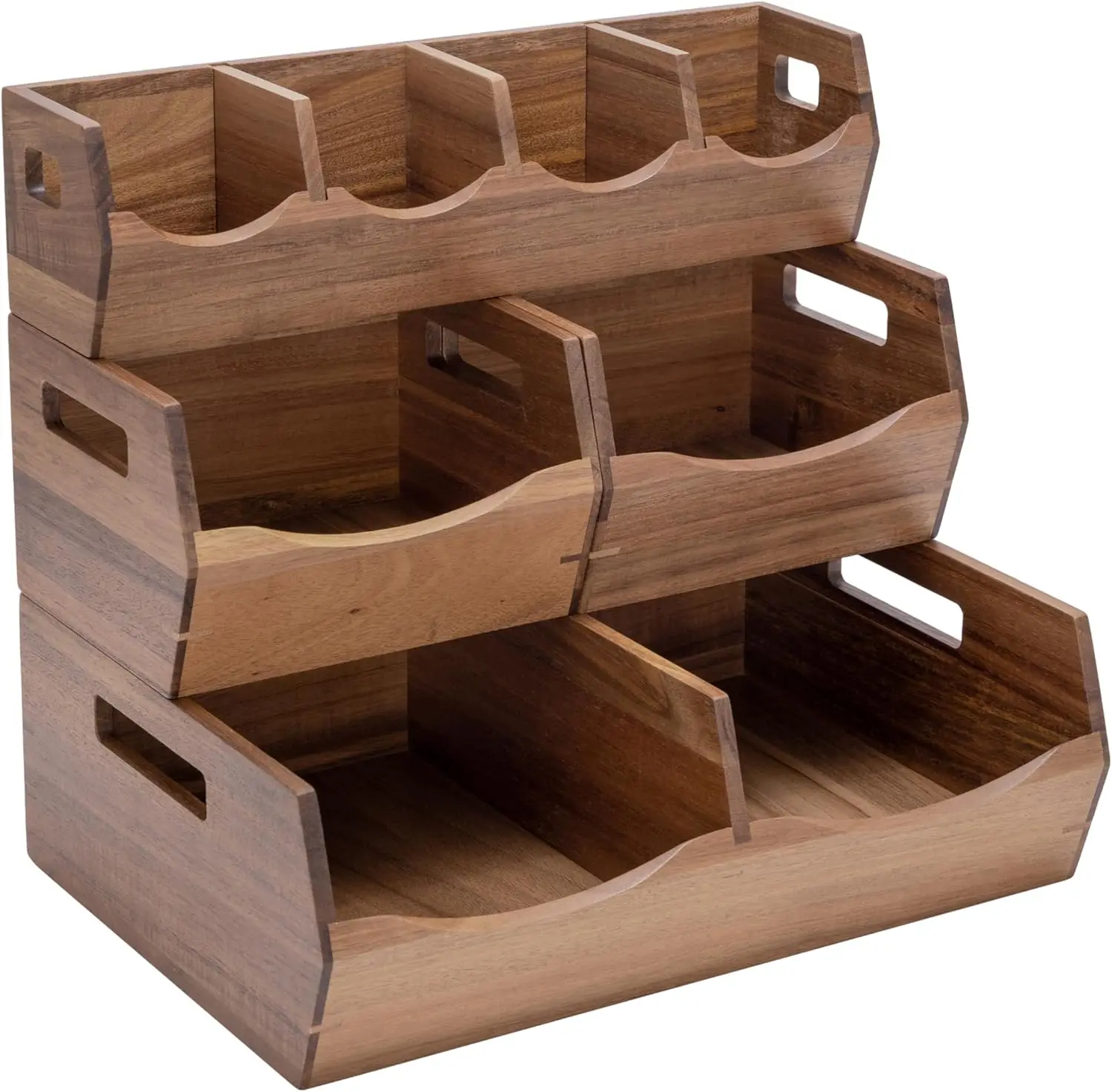 

Acacia Wood Premium Organizer Storage Bins for Kitchen Silverware, Pantry, Closet, Office Desk, Pens, Utensils, Makeup,