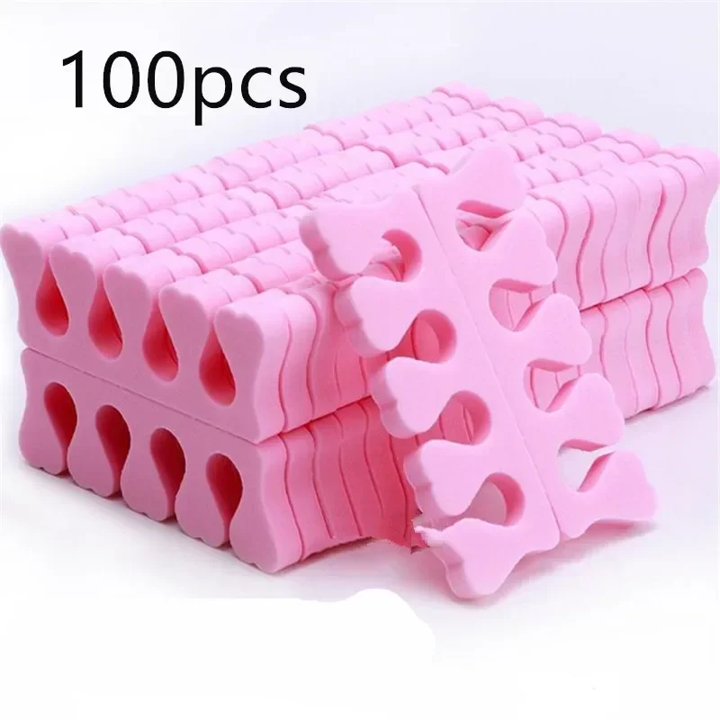 Pink Sponge 100Pcs =50 Pairs Nail Art Toe Separators Fingers Feets Sponge Soft Gel Polish Manicure Pedicure Pack Beauty Tools