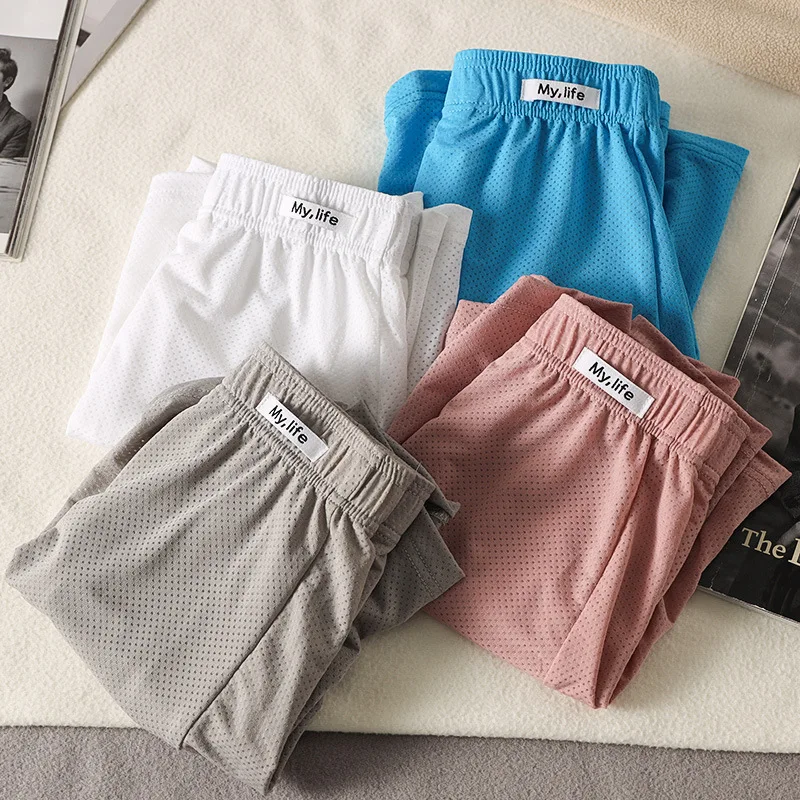 حجم كبير الرجال السهم السراويل الحرير الجليد رقيقة تنفس سراويل الذكور فضفاضة بارد السروال الصلبة التجفيف السريع النوم الملابس الداخلية #6